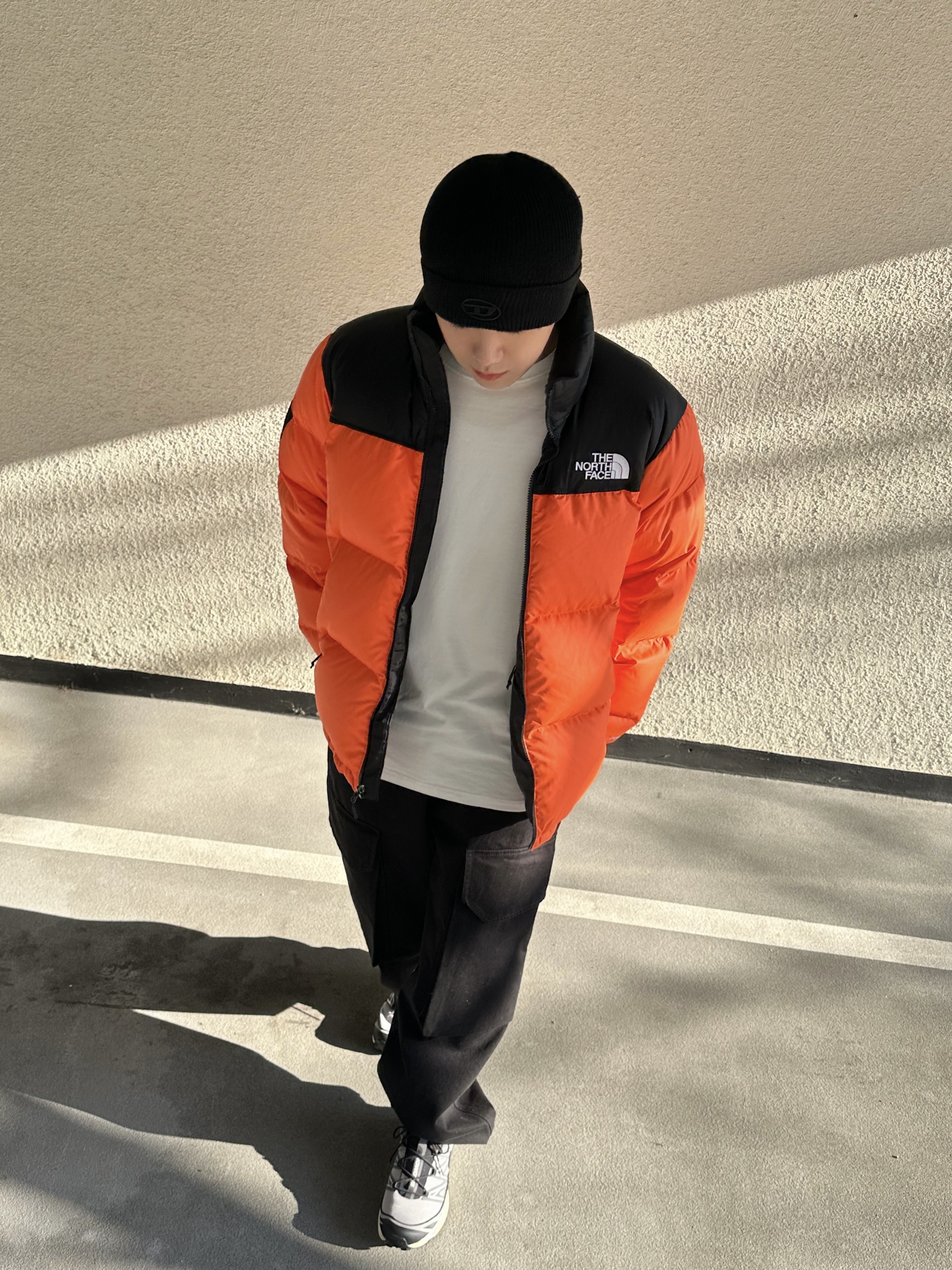 Salomon XT-6 Expanse Alloy Quiet Shade, Supreme x The North Face Nuptse Orange - 16FW 착용 스타일 - 4