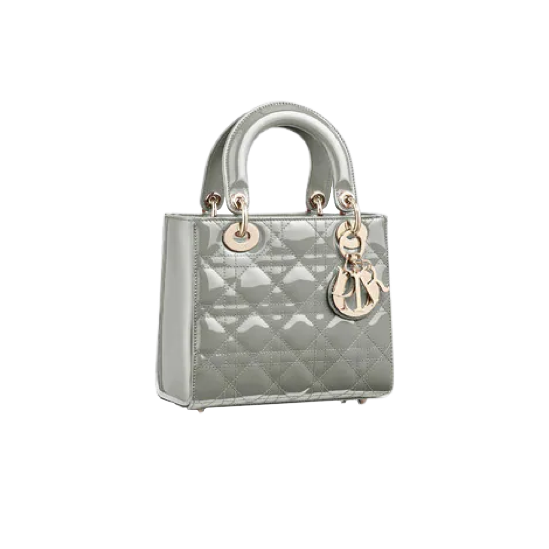 Dior Small Lady Bag Patent Cannage Calfskin Grey Pale Gold 상세 이미지 2