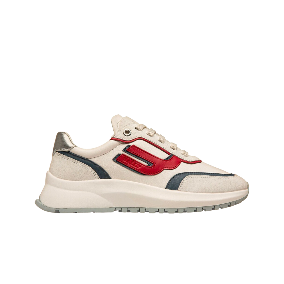 (W) 발리 데미 레더 스니커즈 화이트 레드 블루((W) Bally Demmy Leather Sneakers White Red Blue) - 1