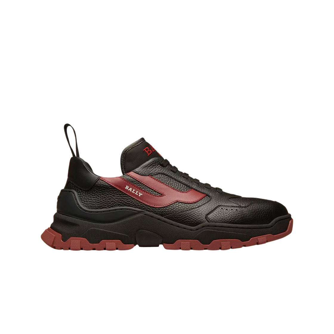 발리 홀든 레더 패브릭 스니커즈 블랙 헤리티지 레드(Bally Holden Leather Fabric Sneakers Black Heritage Red) - 1