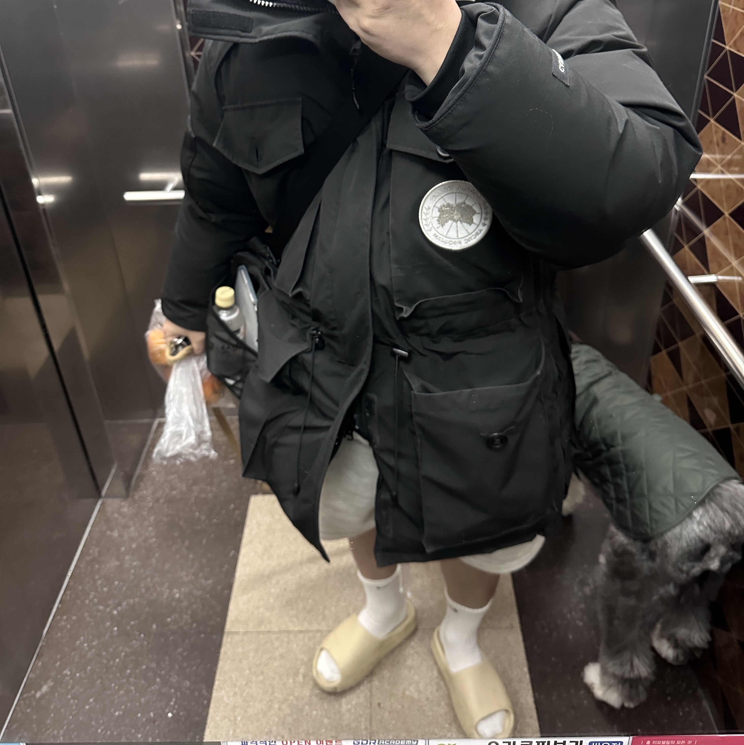 (W) Canada Goose Expedition Parka Black 착용 스타일
