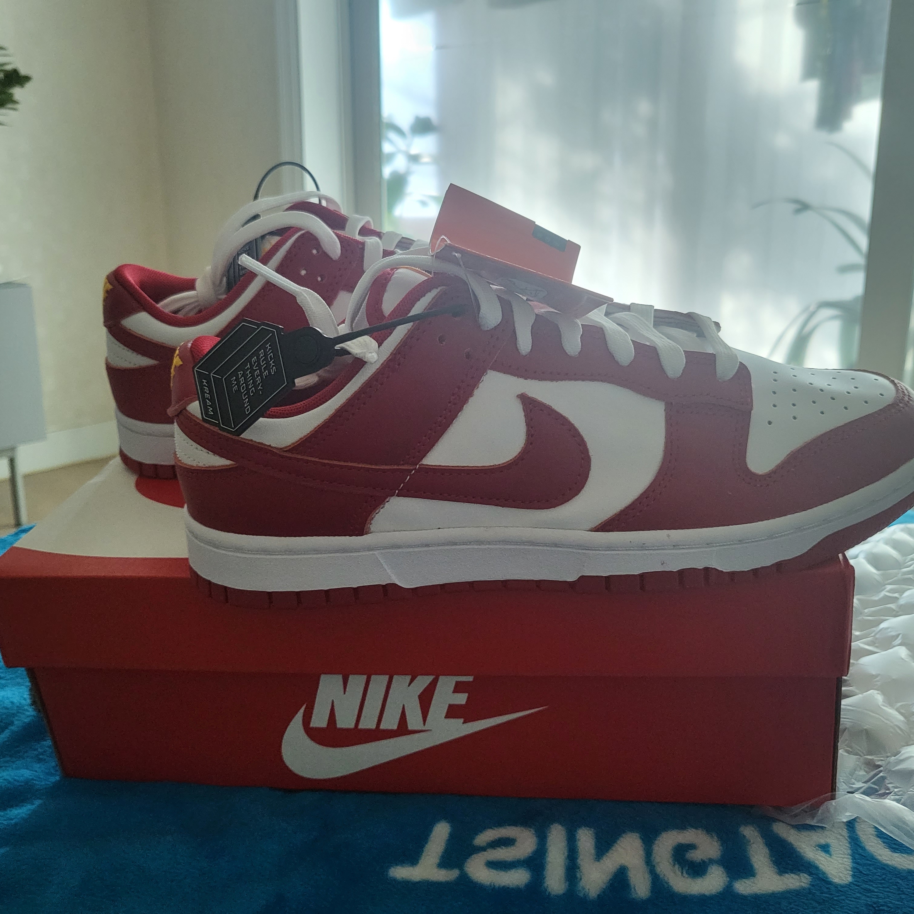Nike Dunk Low Retro Gym Red, Nike Dunk Low Retro Blue Jay and University Gold 착용 스타일 - 1