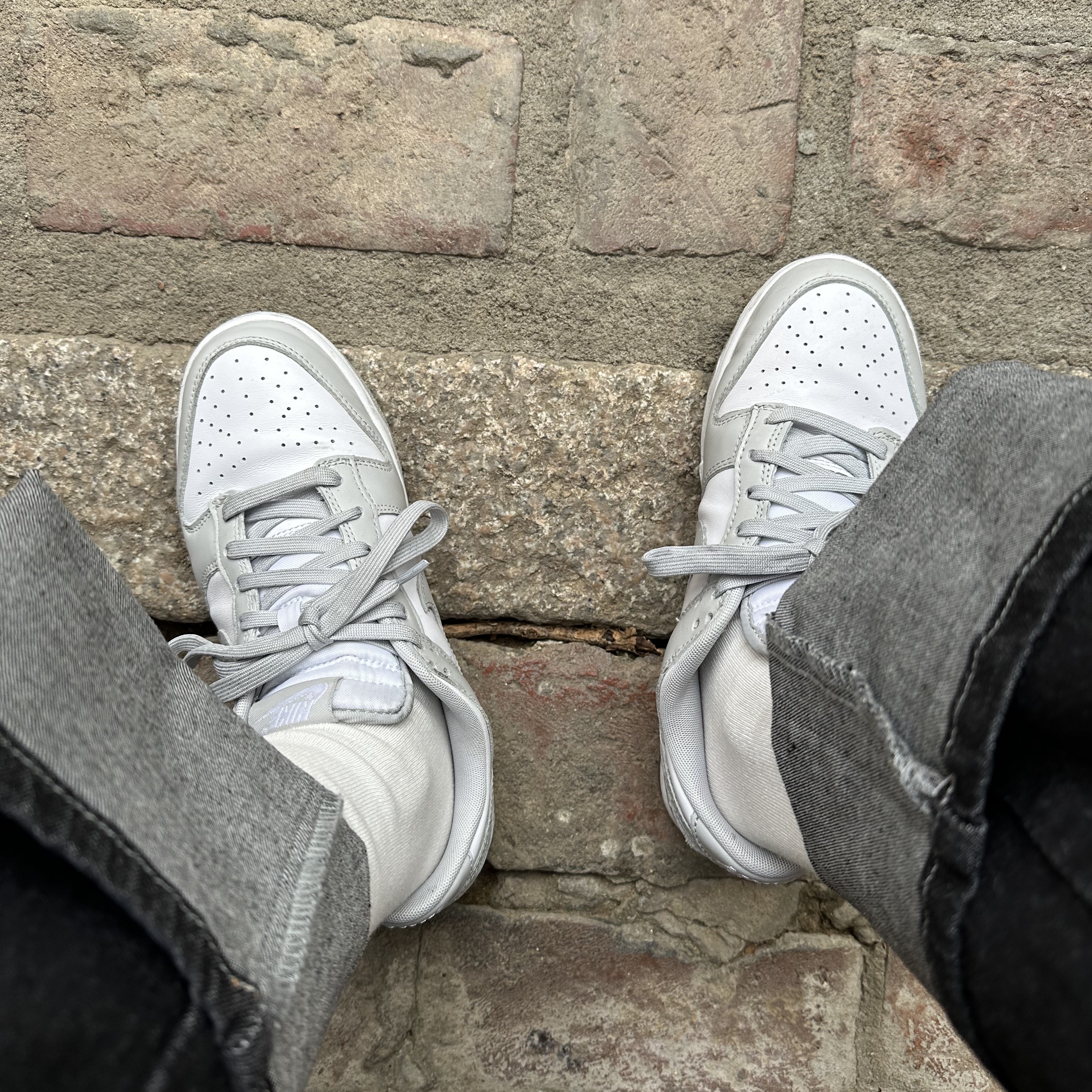 Nike Dunk Low Retro Grey Fog, Zara x Ader Error Puffer Jacket Black 착용 스타일 - 2