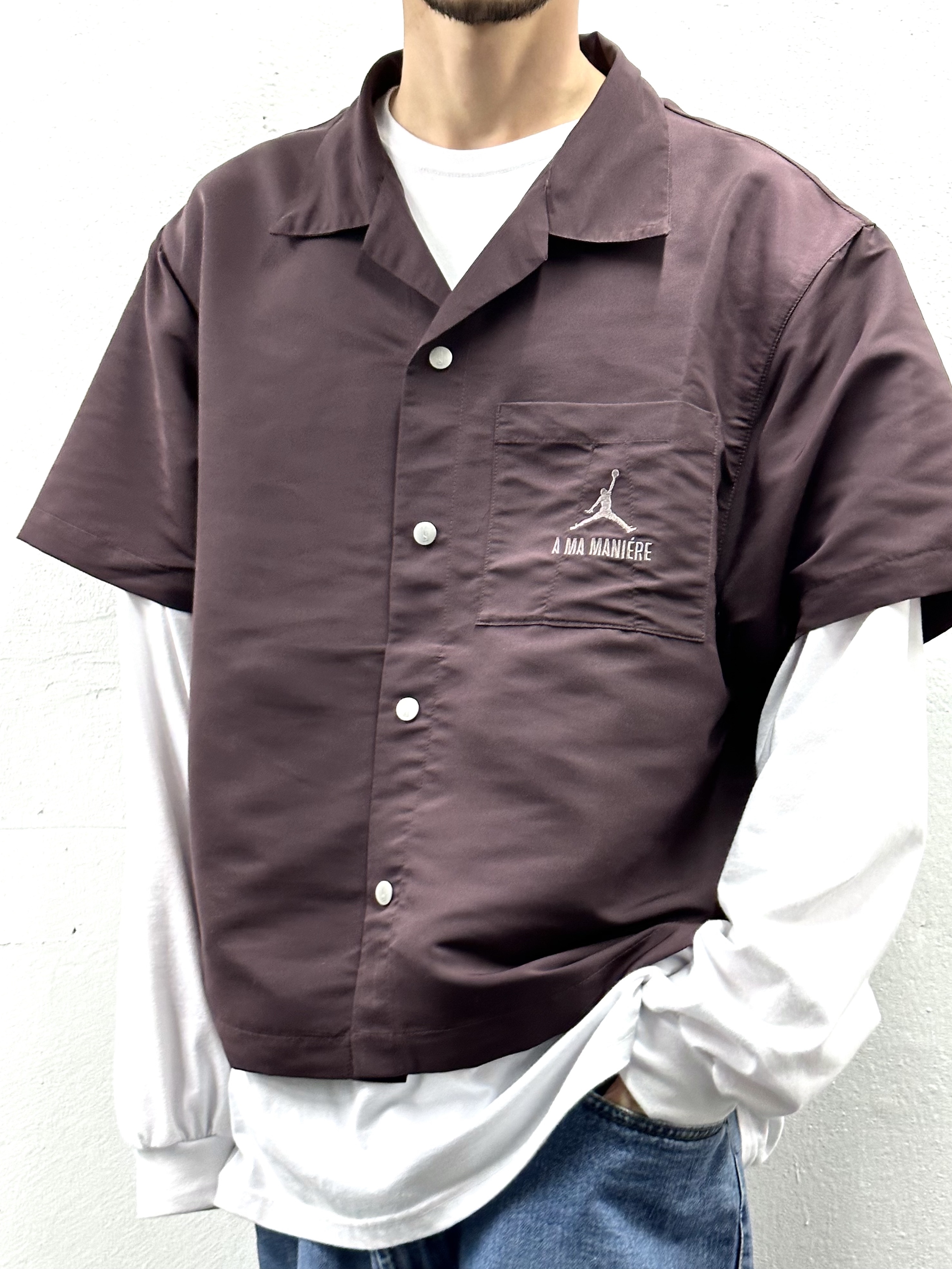 Jordan x A Ma Maniere Warm-Up Shirts Mahogany - Asia 착용 스타일