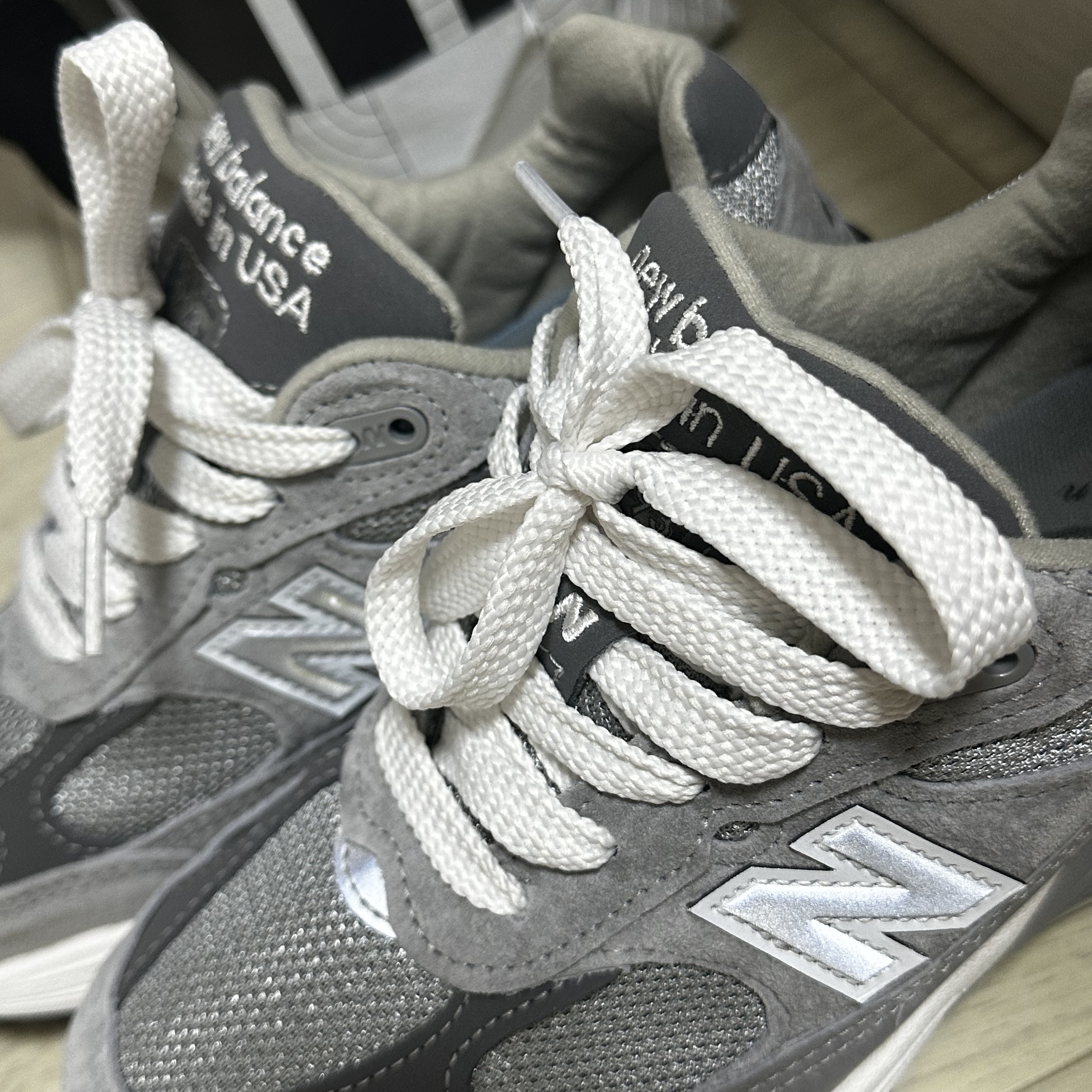 (W) New Balance 993 Made in USA Grey - B Standard 착용 스타일