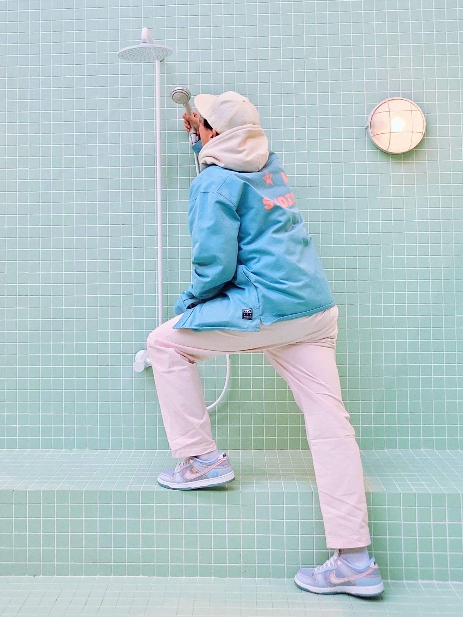 Nike x Union Dunk Low Passport Pack Argon, IAB Studio x Obey Bold Shirt Jacket Blue 착용 스타일