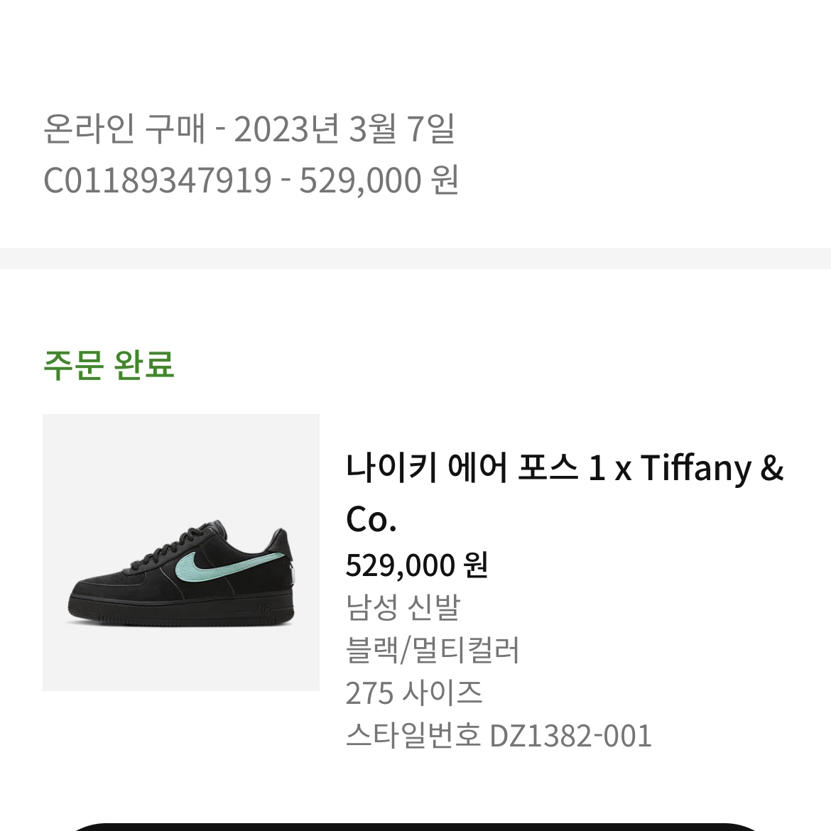Nike x Tiffany & Co. Air Force 1 Low SP 1837 착용 스타일