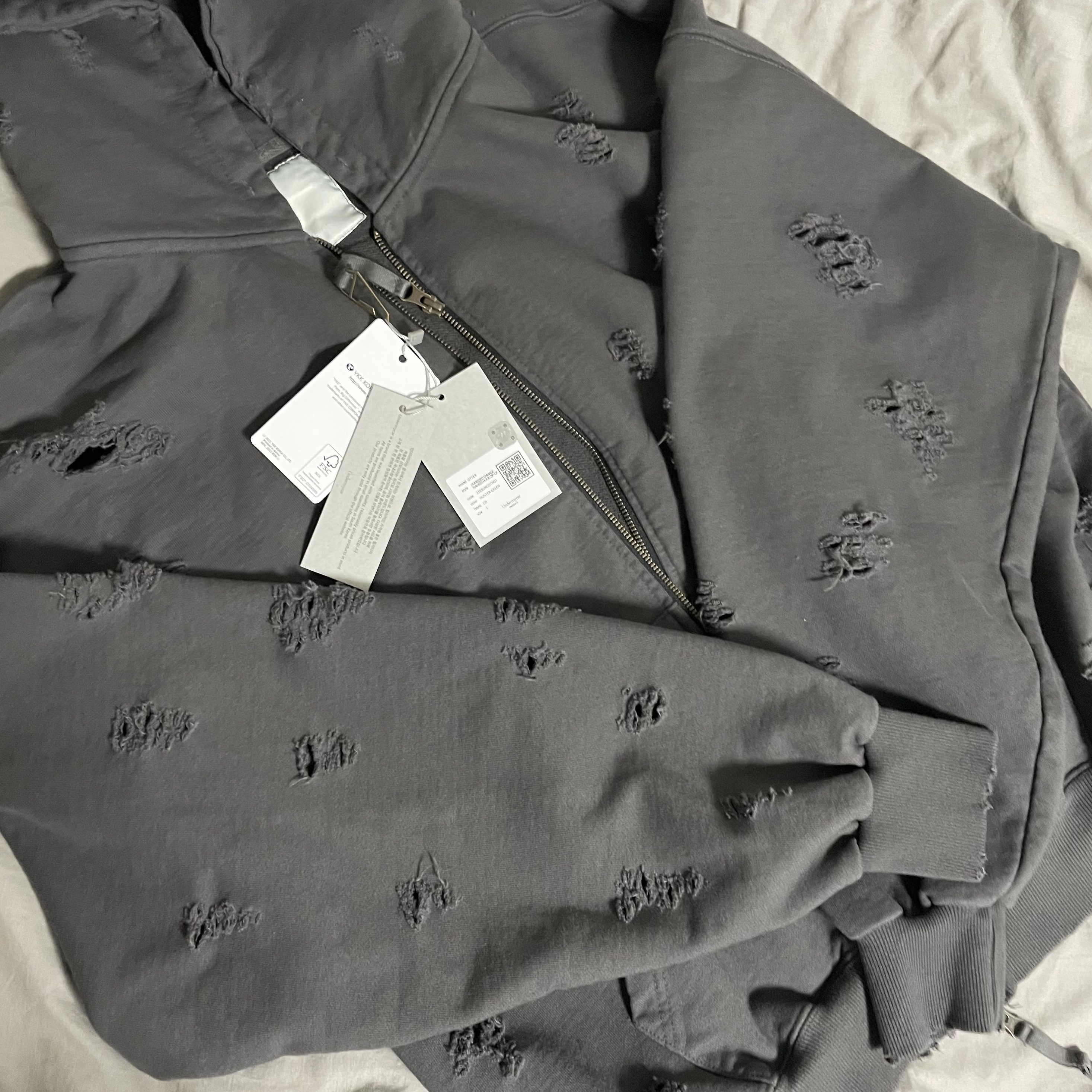 Undermycar Otter Oversized Damage-Washed Hood Zip-Up Hunter Green - 23SS 착용 스타일