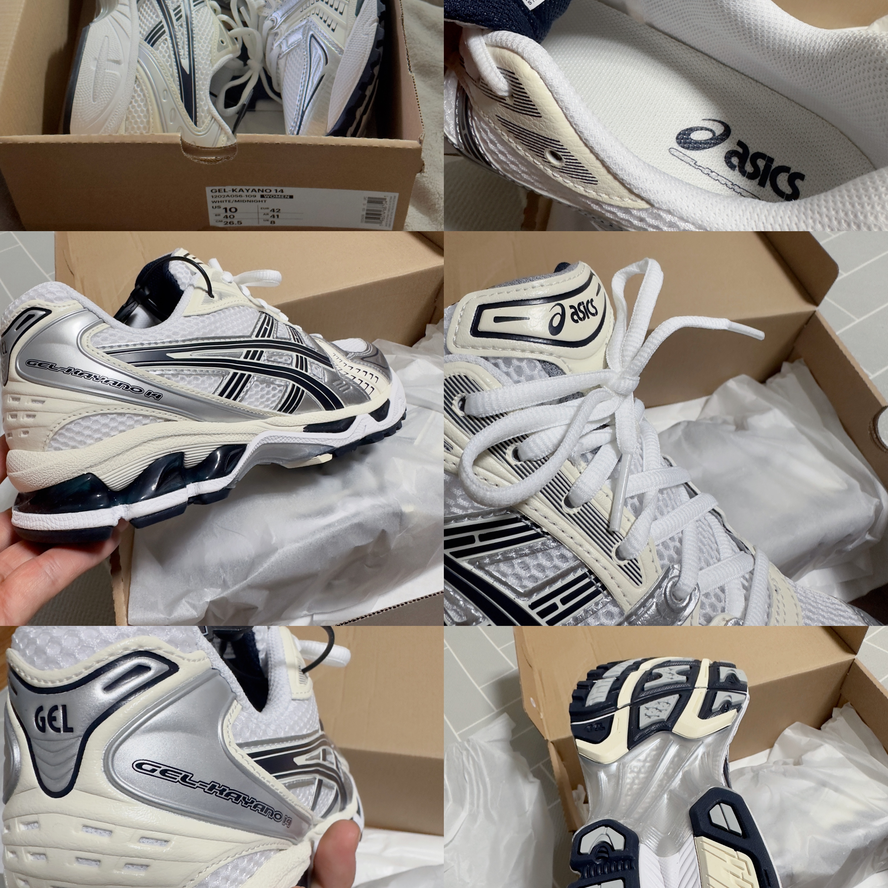 (W) Asics Gel-Kayano 14 White Midnight 착용 스타일 - 3
