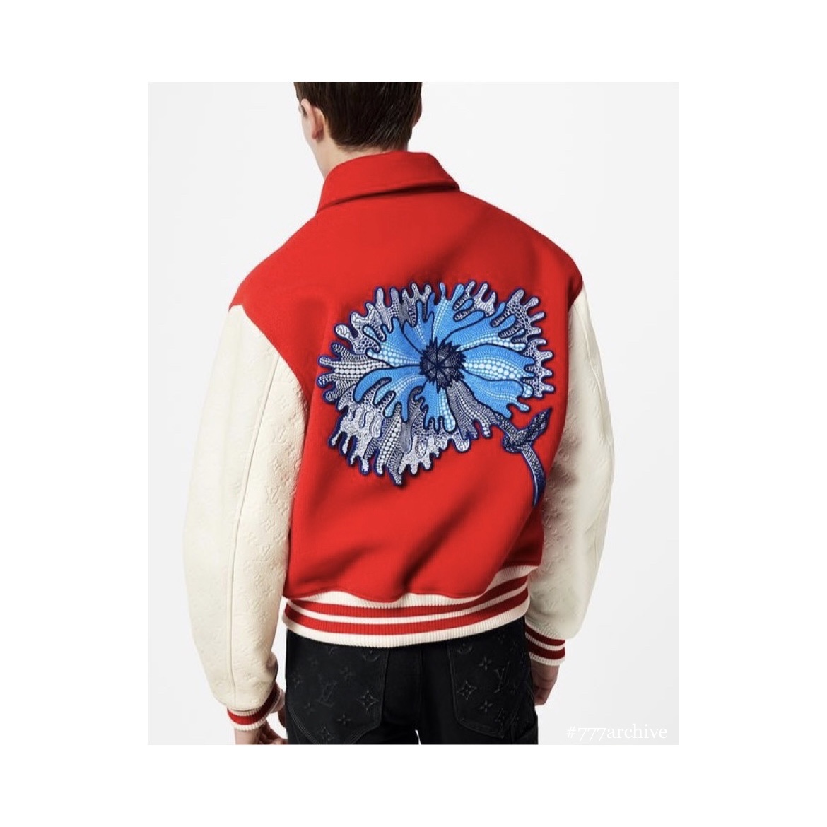 Louis Vuitton x Nigo Reversible Padded Blouson Deep Grey, Louis Vuitton Multi Patch Mixed Leather Varsity Blouson Milky White 착용 스타일 - 4