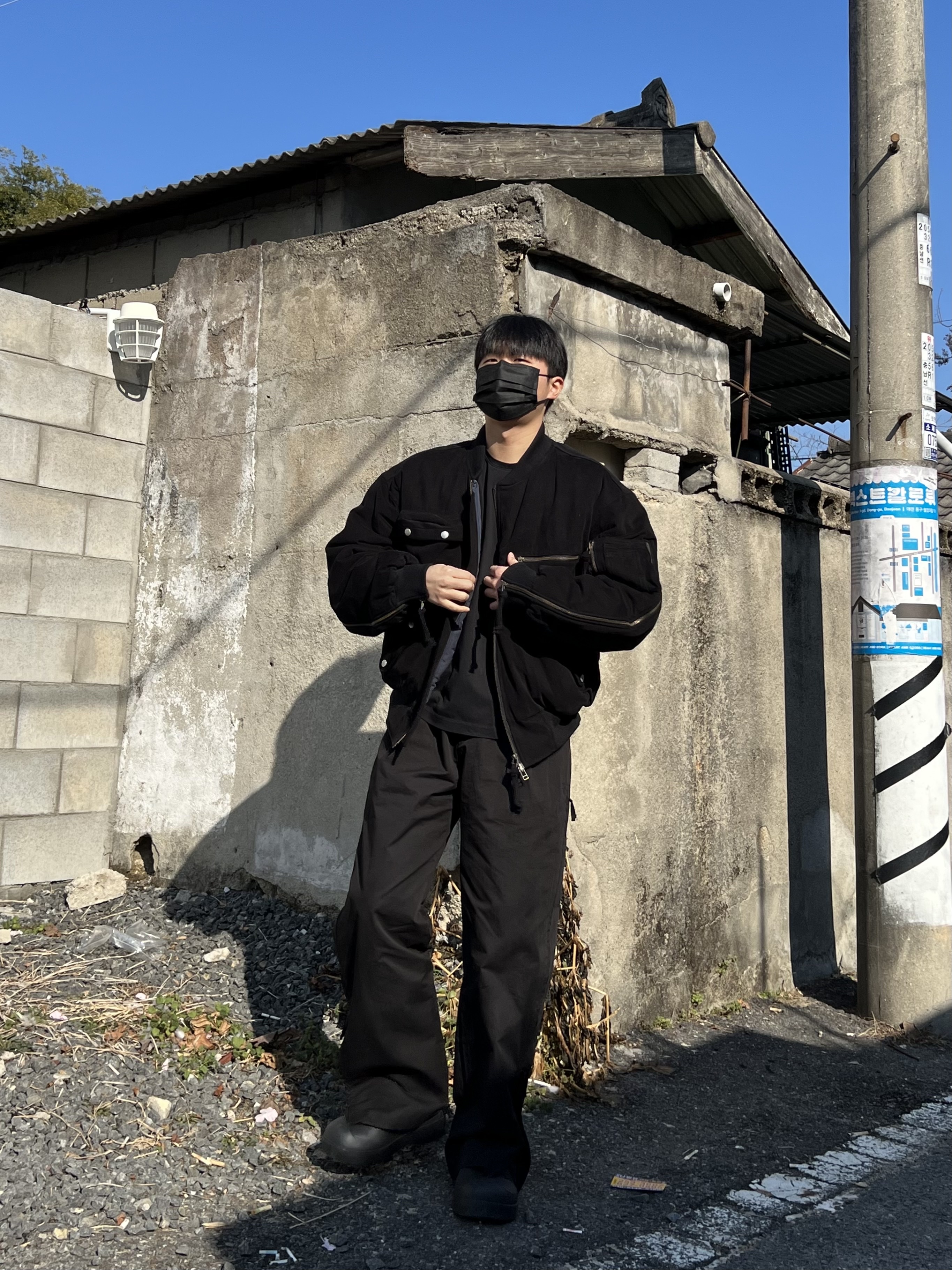Grailz Multi Zipper Bomber Jacket Black 착용 스타일 - 1