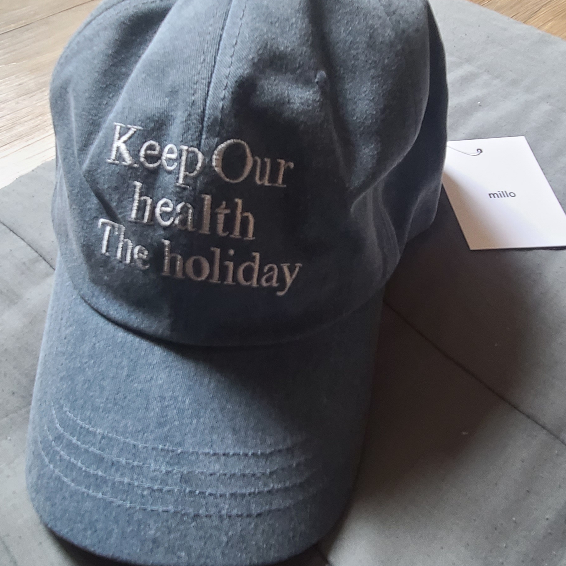 Millo Archive Holiday Signature Ball Cap Stone Blue 착용 스타일