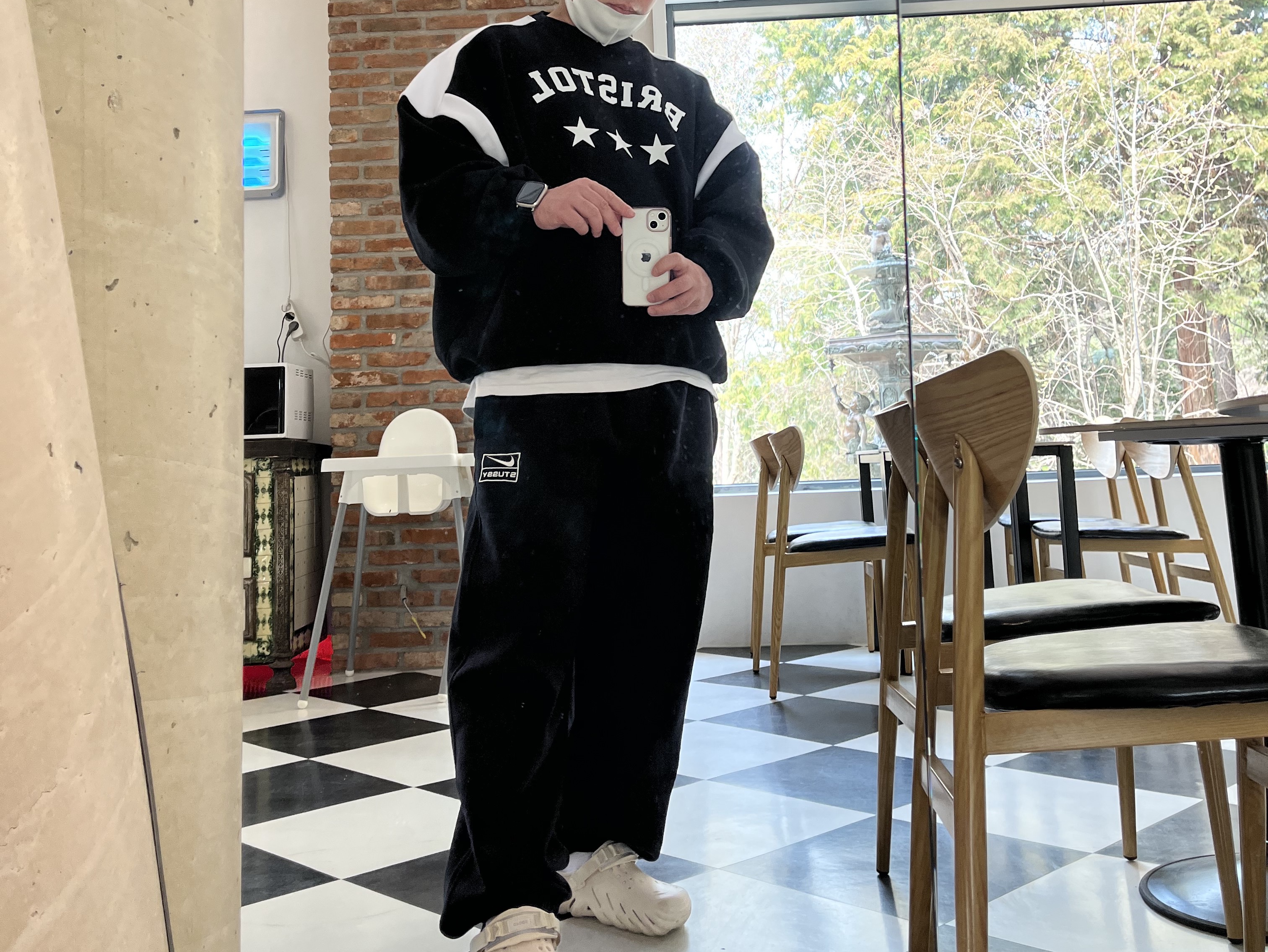 Nike x Stussy NRG Washed Fleece Pants Black (DO5296-010) 착용 스타일