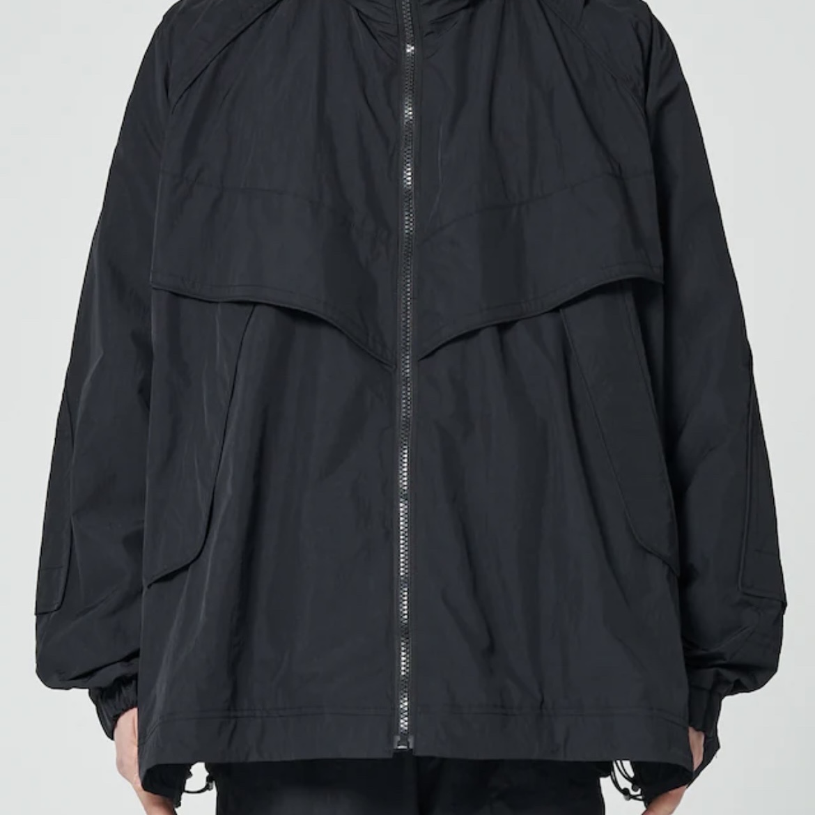 Juun.J Oversized Side Zip Hoodie Wind Breaker Black - 23SS 착용 스타일