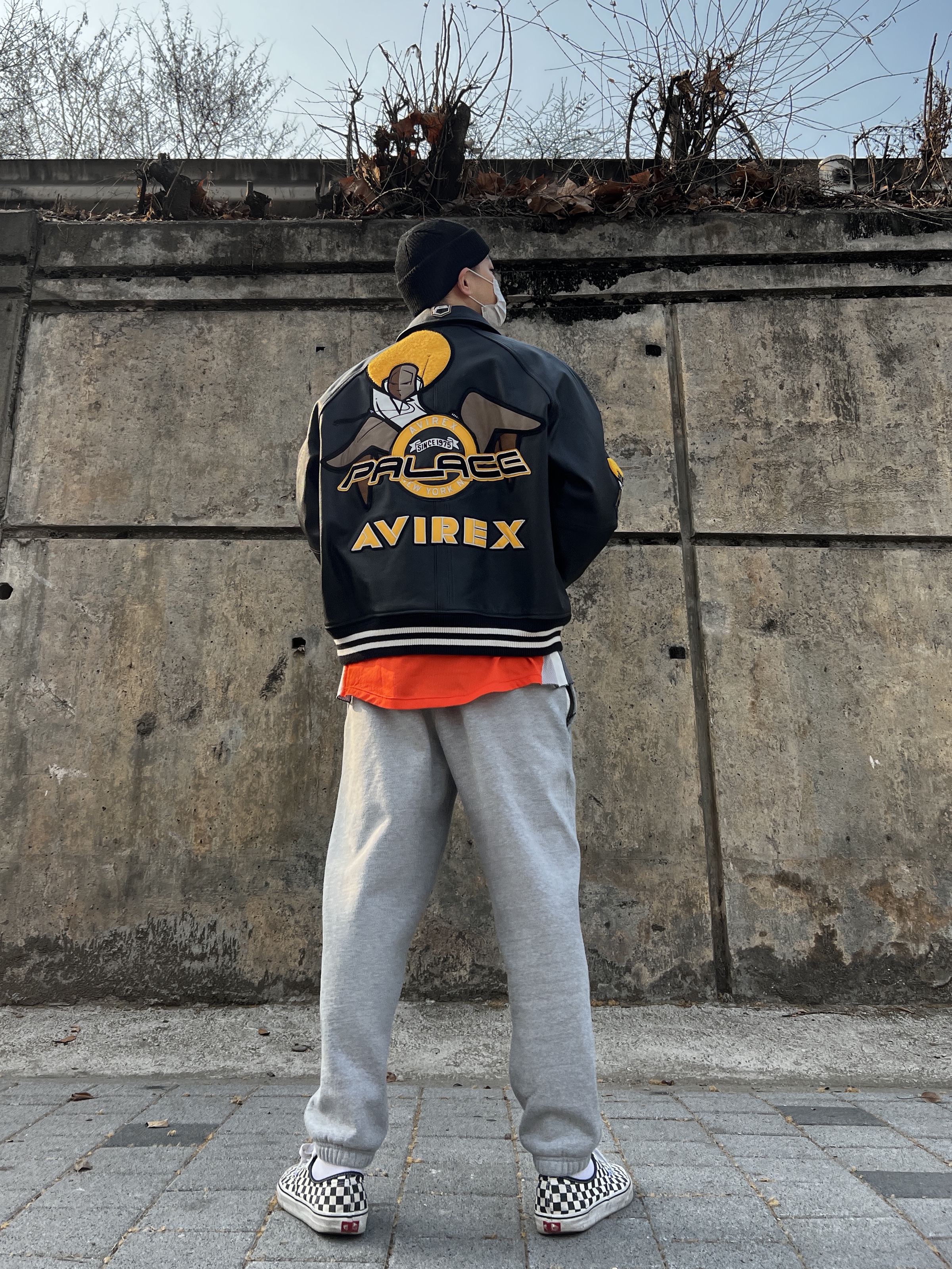 Nike x Stussy NRG Fleece Pants Dark Grey Heather (DO9340-063), Palace Zomby Avirex Jacket Black - 21FW 착용 스타일