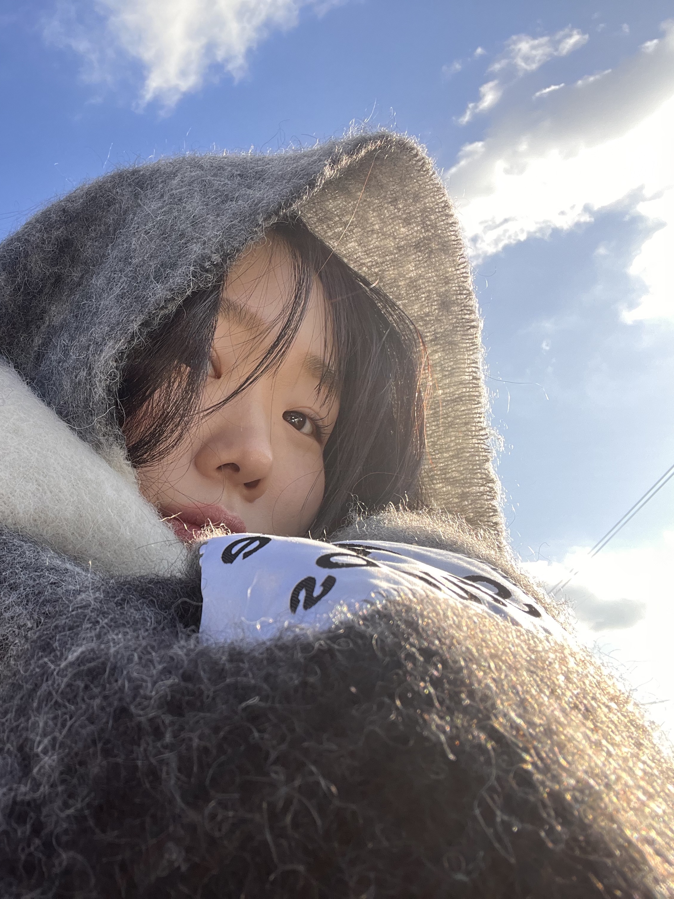 Acne Studios Mohair Check Muffler Grey Green Black, Salomon XT-6 Turtledove 착용 스타일 - 3