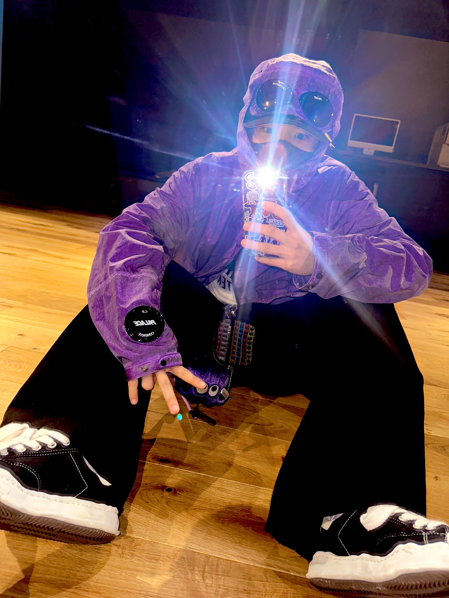 Palace x C.P. Company Shell Goggle Jacket Purple - 22FW 착용 스타일