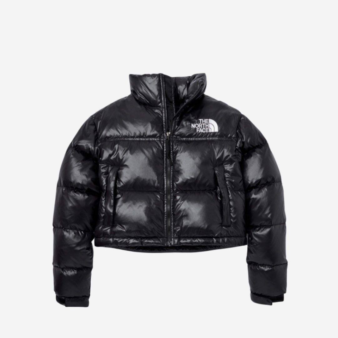 (W) The North Face Nuptse Short Jacket TNF Black 착용 스타일 - 1