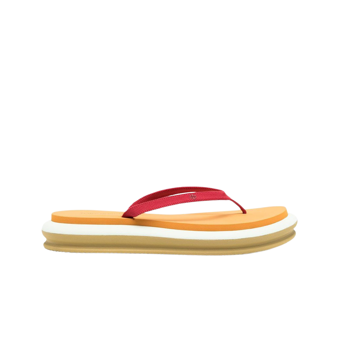 (W) 토리버치 레이어드 청키 플립 플랍 토리 레드 오렌지 시트린 아일랜드 팜((W) Tory Burch Layered Chunky Flip-Flop Tory Red Orange Citrine Island Palm) - 1