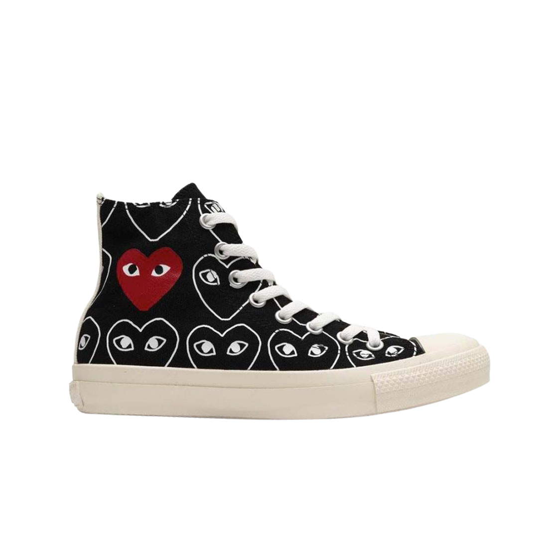 컨버스 x 플레이 꼼데가르송 척 테일러 올스타 하이 블랙 멀티하트(Converse x Play Comme des Garcons Chuck Taylor All Star Hi Black Multi-Heart) - 1