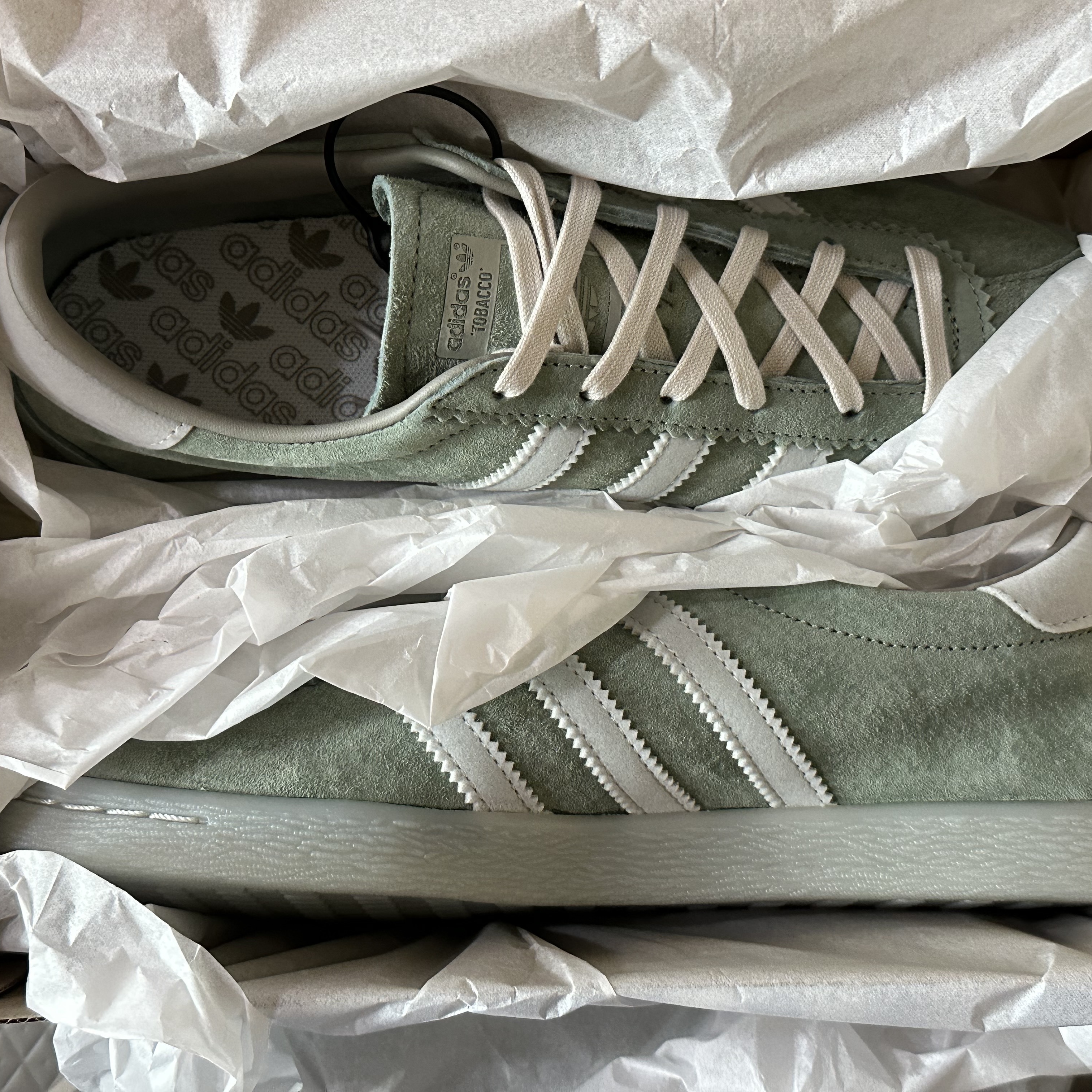 Adidas Tobacco Silver Green Pantone 착용 스타일 - 1