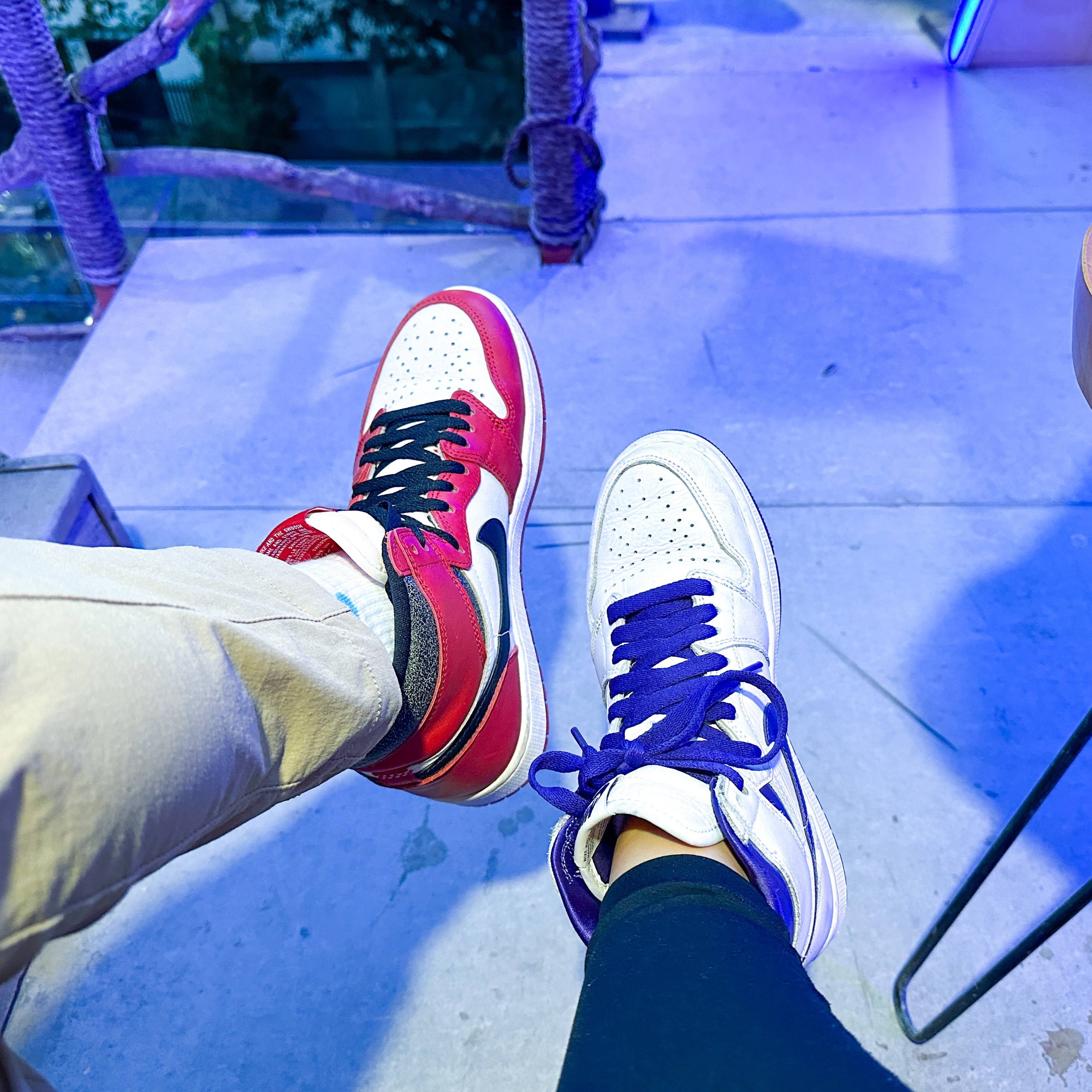 Jordan 1 Retro High OG Chicago 2022, (W) Jordan 1 High OG Court Purple 착용 스타일