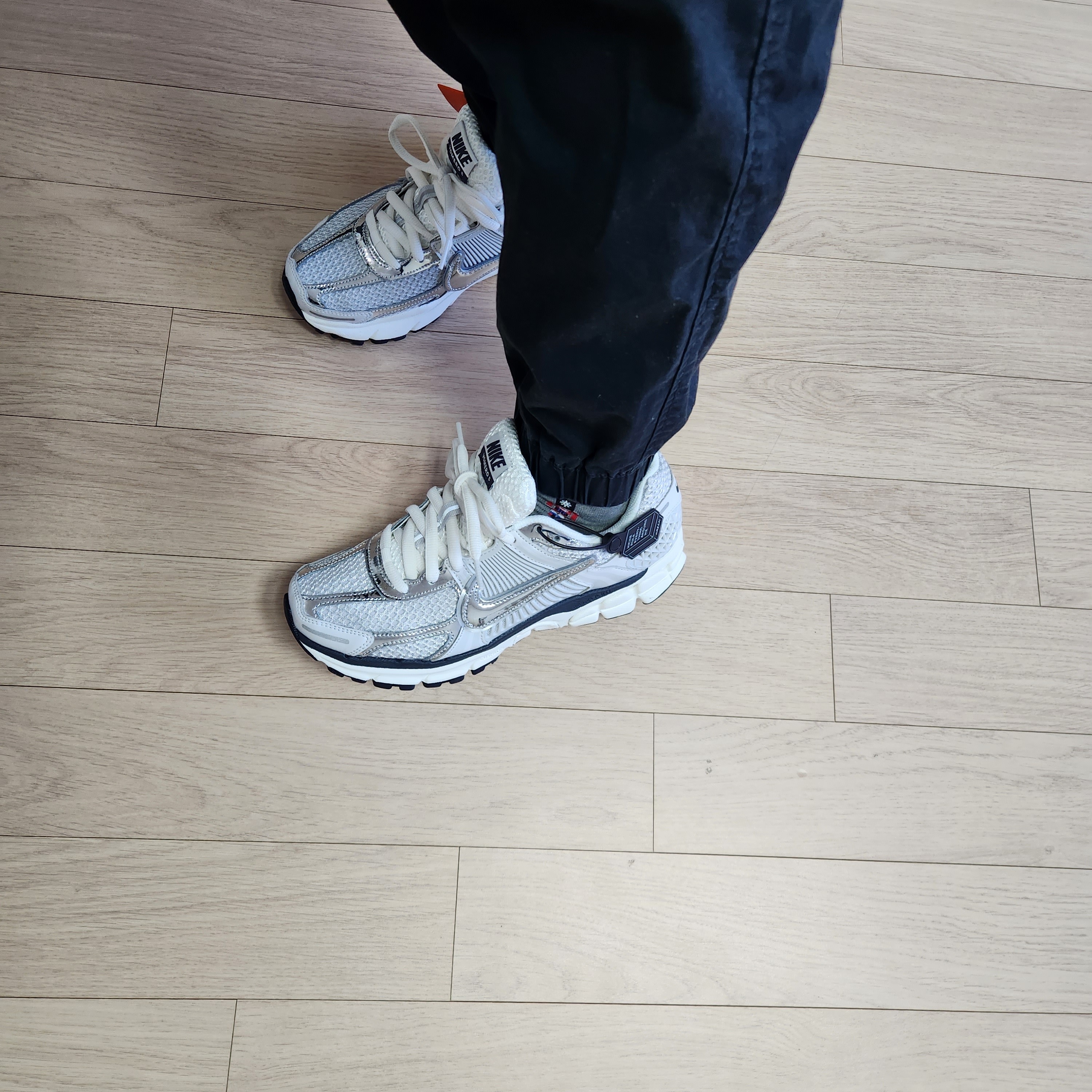 (W) Nike Zoom Vomero 5 Photon Dust and Metallic Silver 착용 스타일