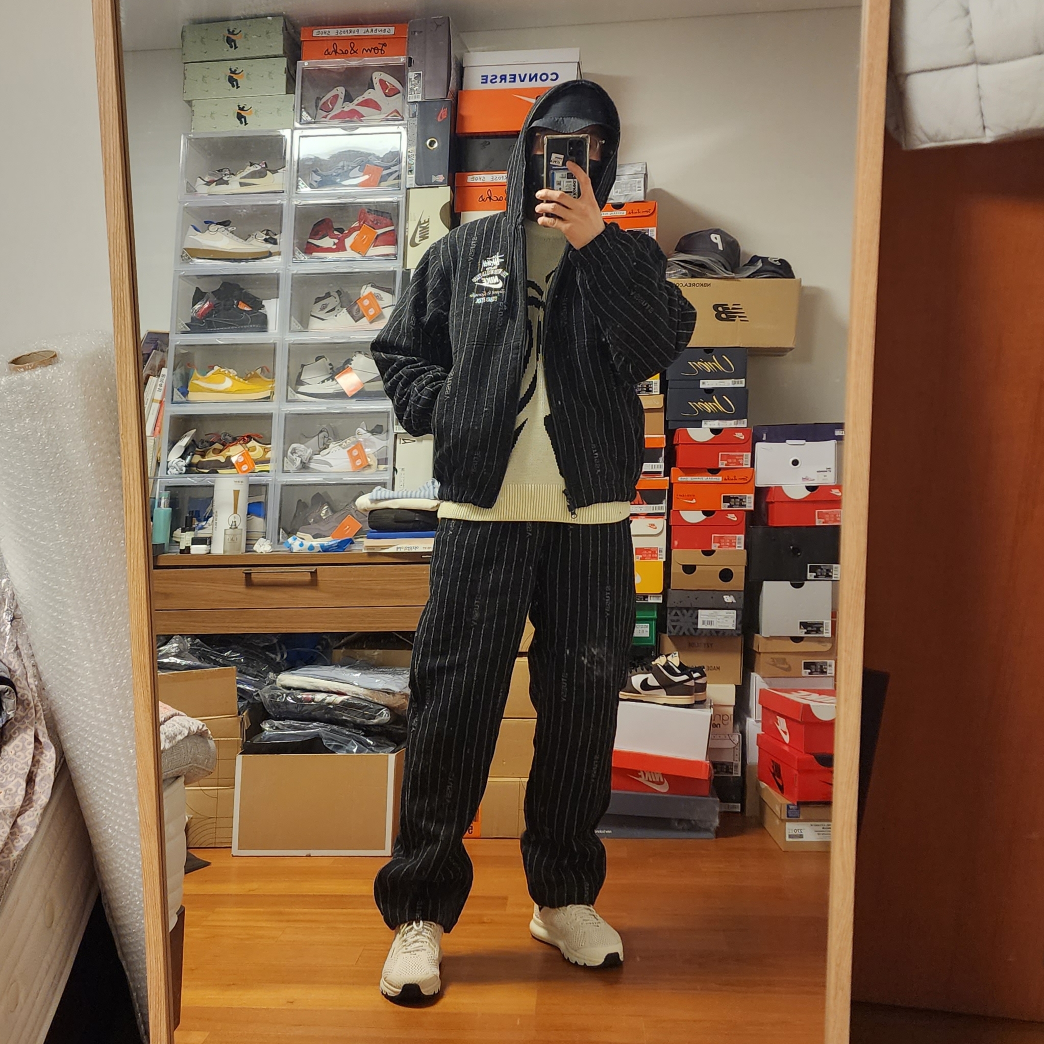 Nike x Stussy NRG Striped Wool Jacket Black (DR4023-010), Nike x Stussy NRG Striped Wool Pants Black (DR4021-010) 착용 스타일 - 5