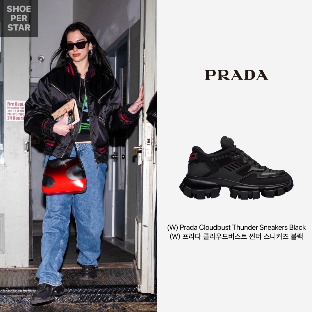 (W) Prada Cloudbust Thunder Sneakers Black 착용 스타일 - 1