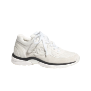 (W) Chanel Sneakers Fabric Suede Calfskin & Light Grey