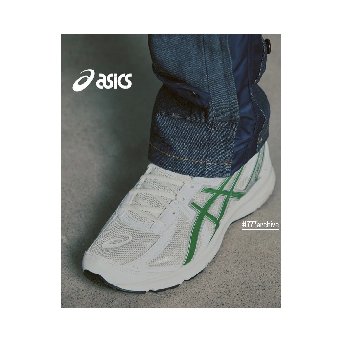 Asics Jog 100 S White Green - 2E Wide 착용 스타일 - 1