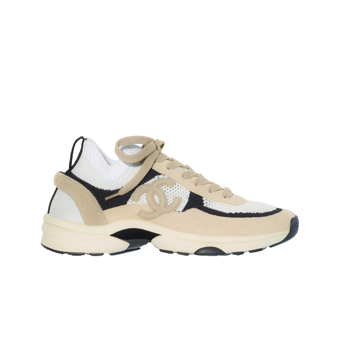 (W) 샤넬 스니커즈 니트 스웨이드 카프스킨 & 라이트 핑크 화이트 블랙((W) Chanel Sneakers Knit Suede Calfskin & Light Pink White Black) - 1