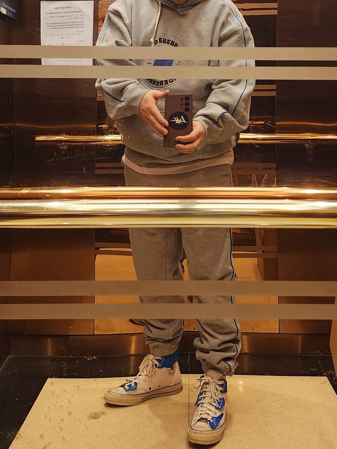 Converse x Ader Error Shapes Pants Vintage Grey Heather, Converse x Ader Error Shapes Pullover Hoodie Vintage Grey Heather 착용 스타일