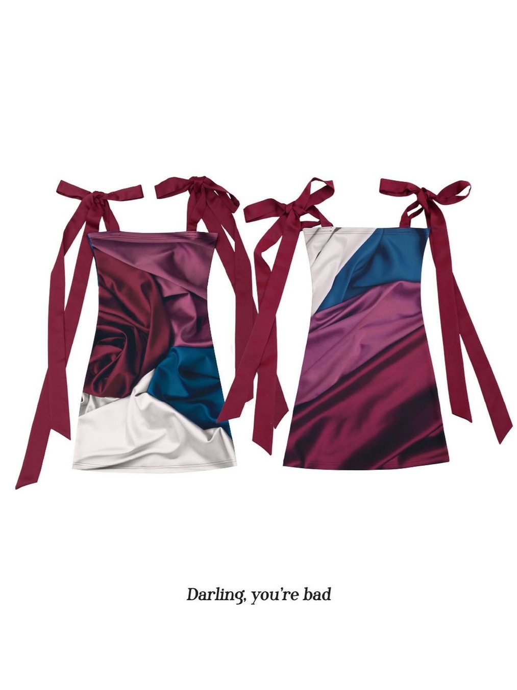 Darling You're Bad Women Long Satin Ribbon Dress Valentine 착용 스타일