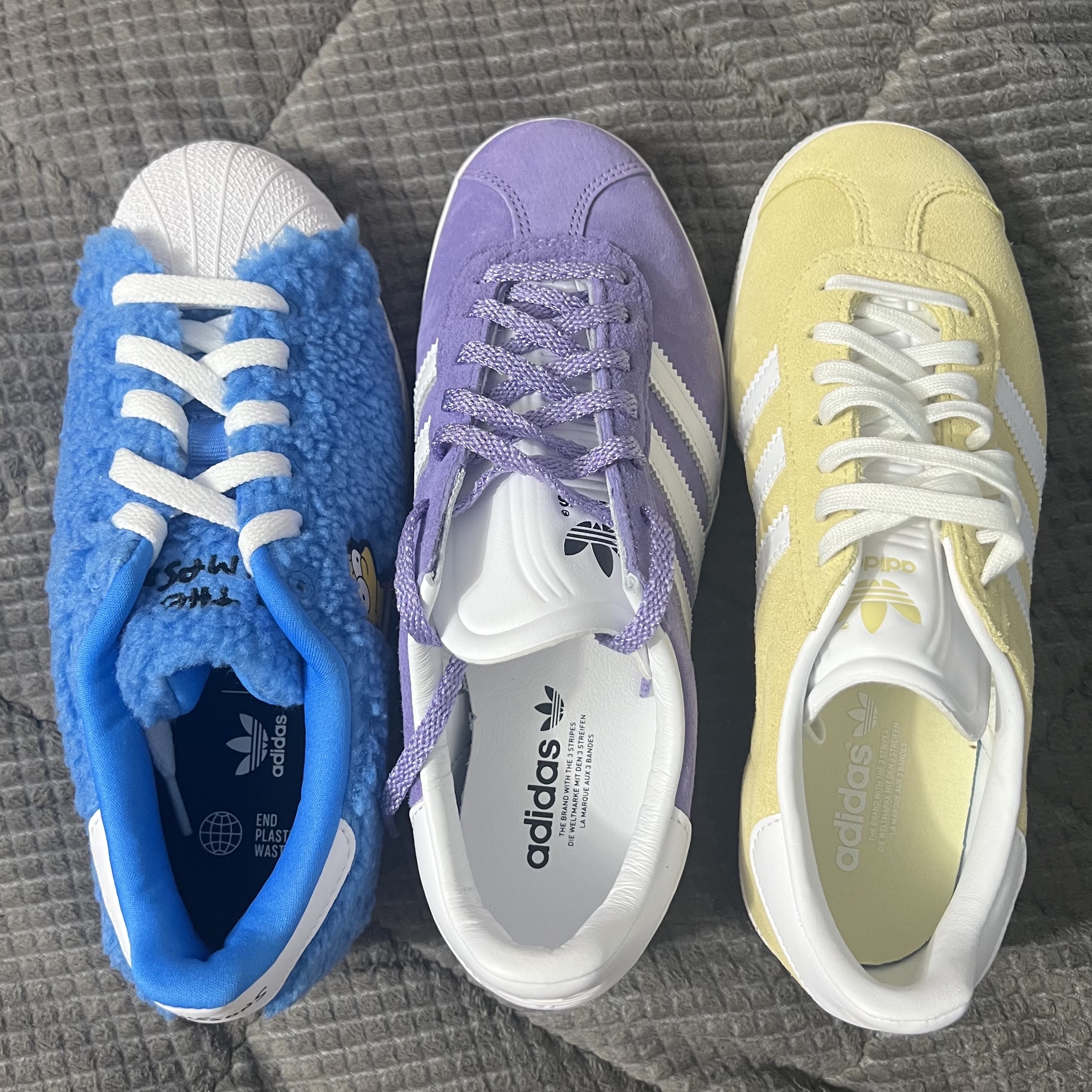Adidas Gazelle 85 Magic Lilac Cloud White, Adidas Gazelle Almost Yellow 착용 스타일 - 5