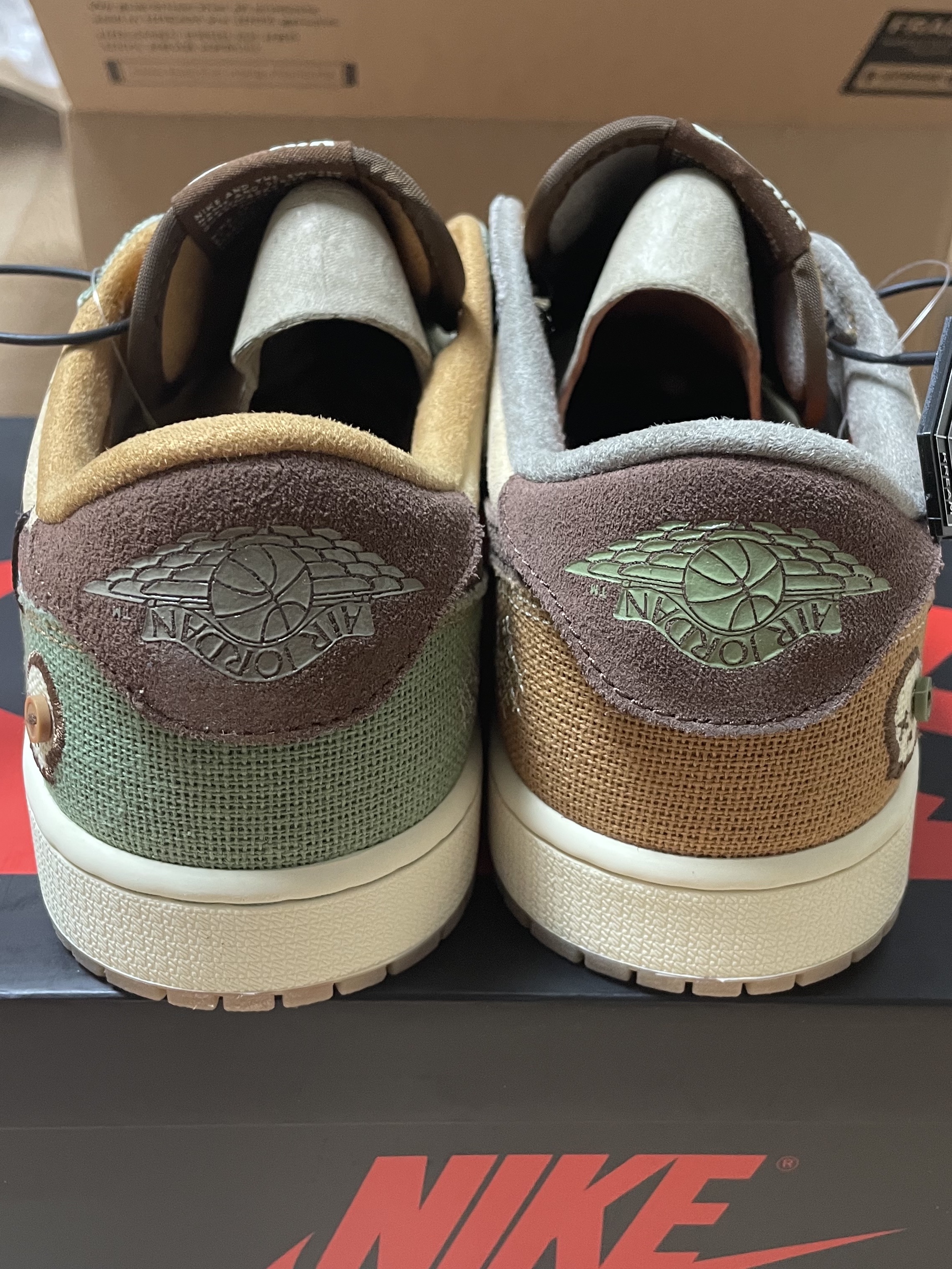 Jordan 1 x Zion Williamson Retro Low OG Flax and Oil Green 착용 스타일 - 2