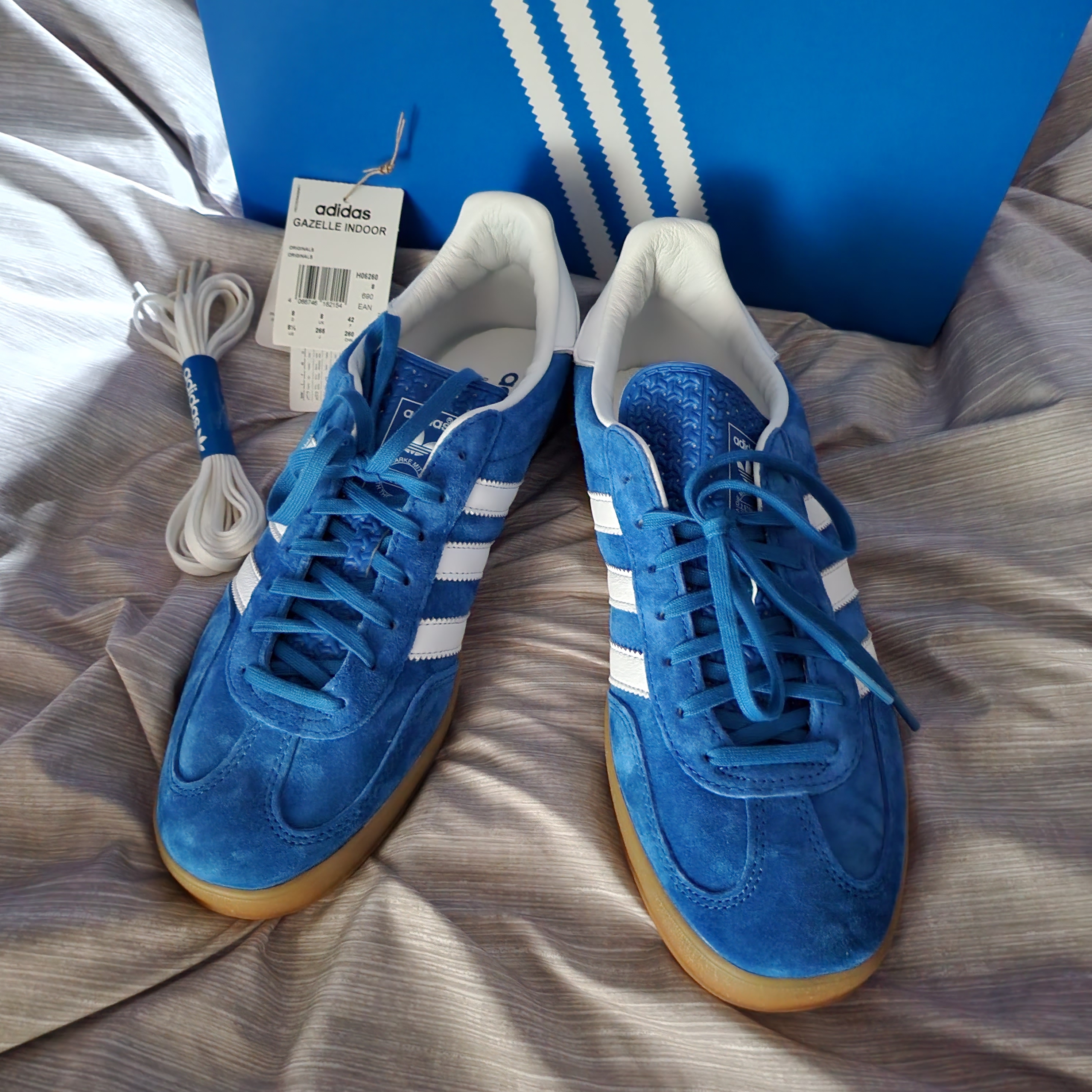Adidas Gazelle Indoor Blue Bird 착용 스타일 - 1