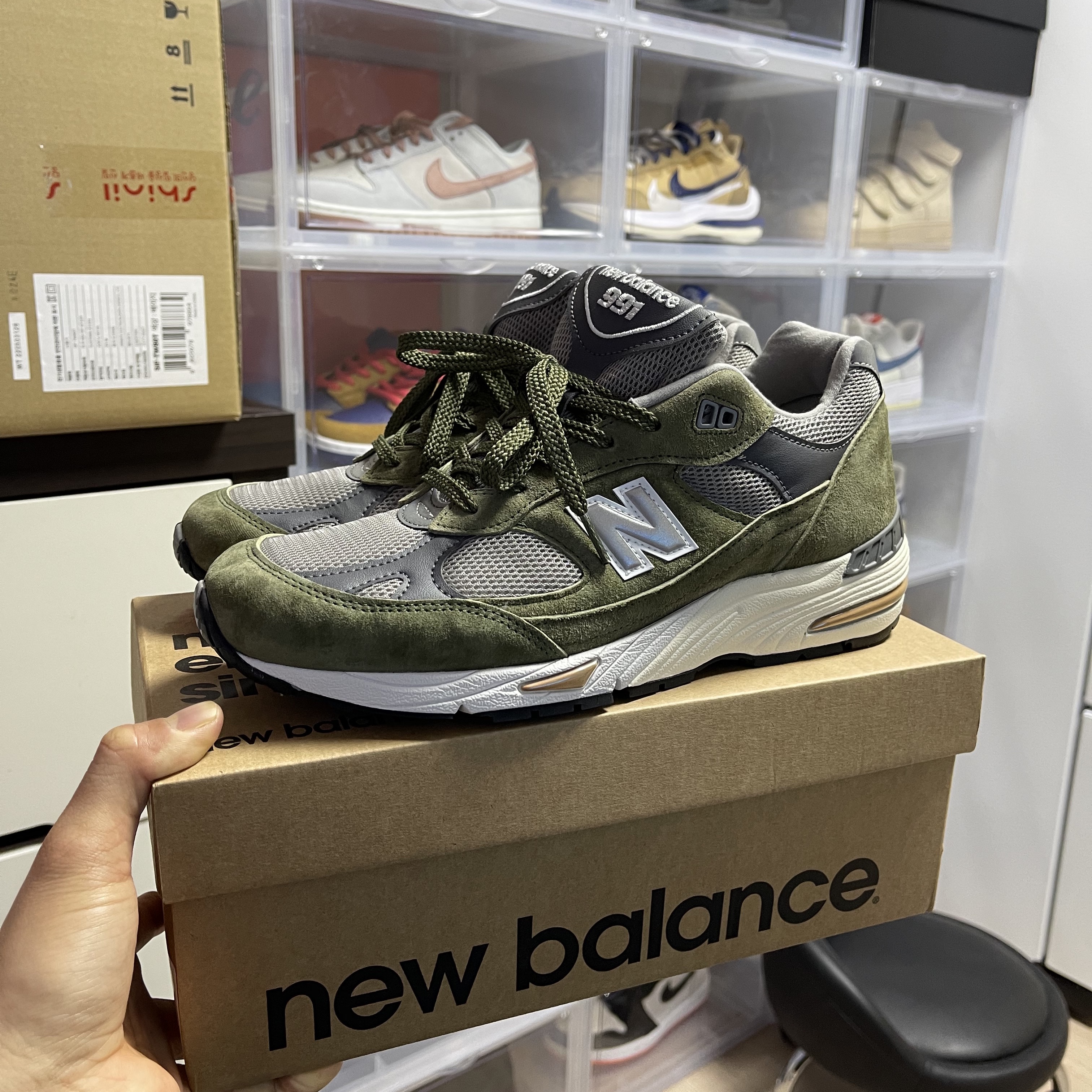 New Balance 991 Made in UK Green Grey 착용 스타일