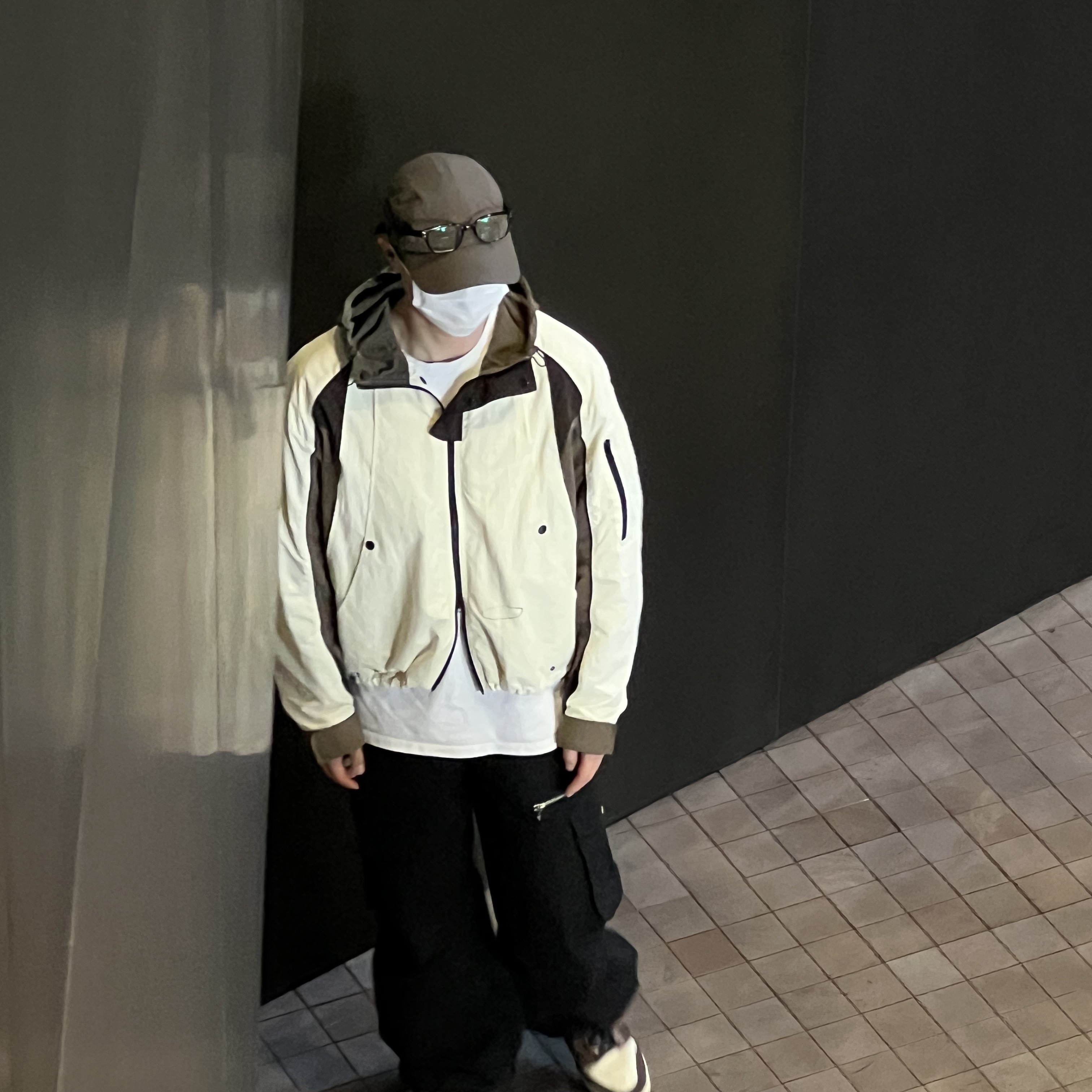 Sansan Gear Nylon Wing Cap Brown - 22FW, Grailz Nylon Shield Jacket Ivory 착용 스타일 - 1