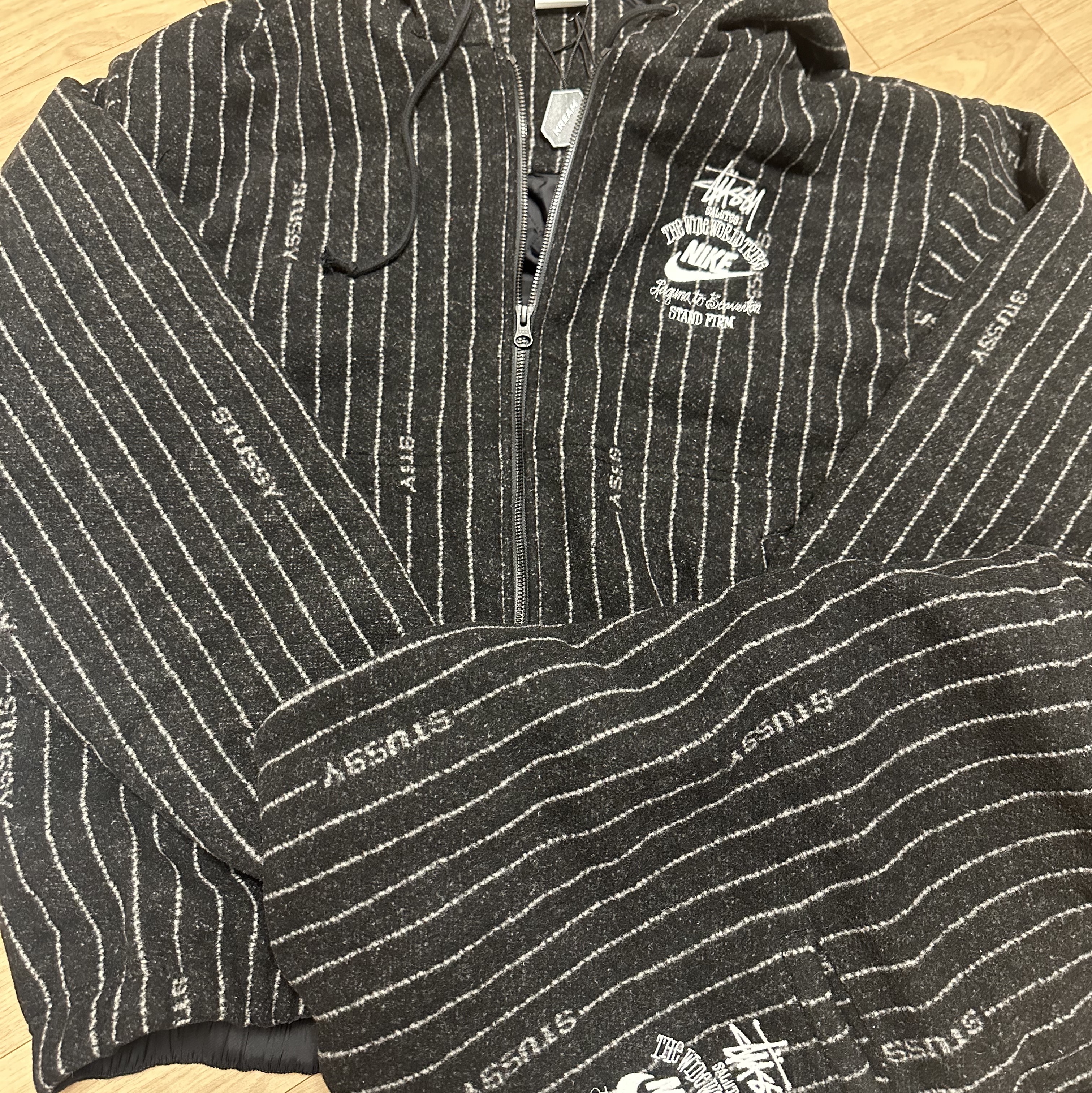 Nike x Stussy NRG Striped Wool Jacket Black (DR4023-010), Nike x Stussy NRG Striped Wool Pants Black (DR4021-010) 착용 스타일 - 1