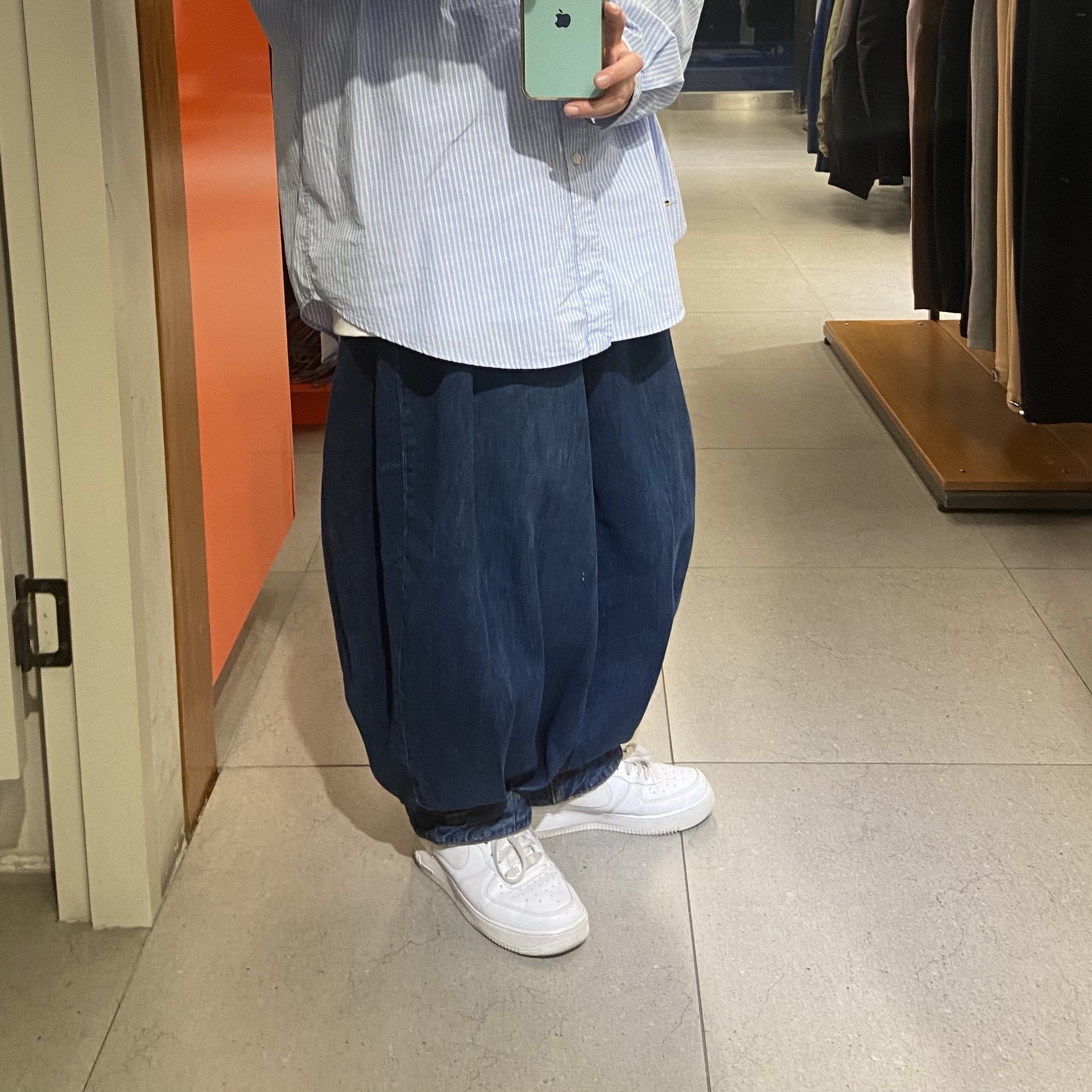 Zara x Ader Error Wide Leg Jeans Blue 착용 스타일 - 1
