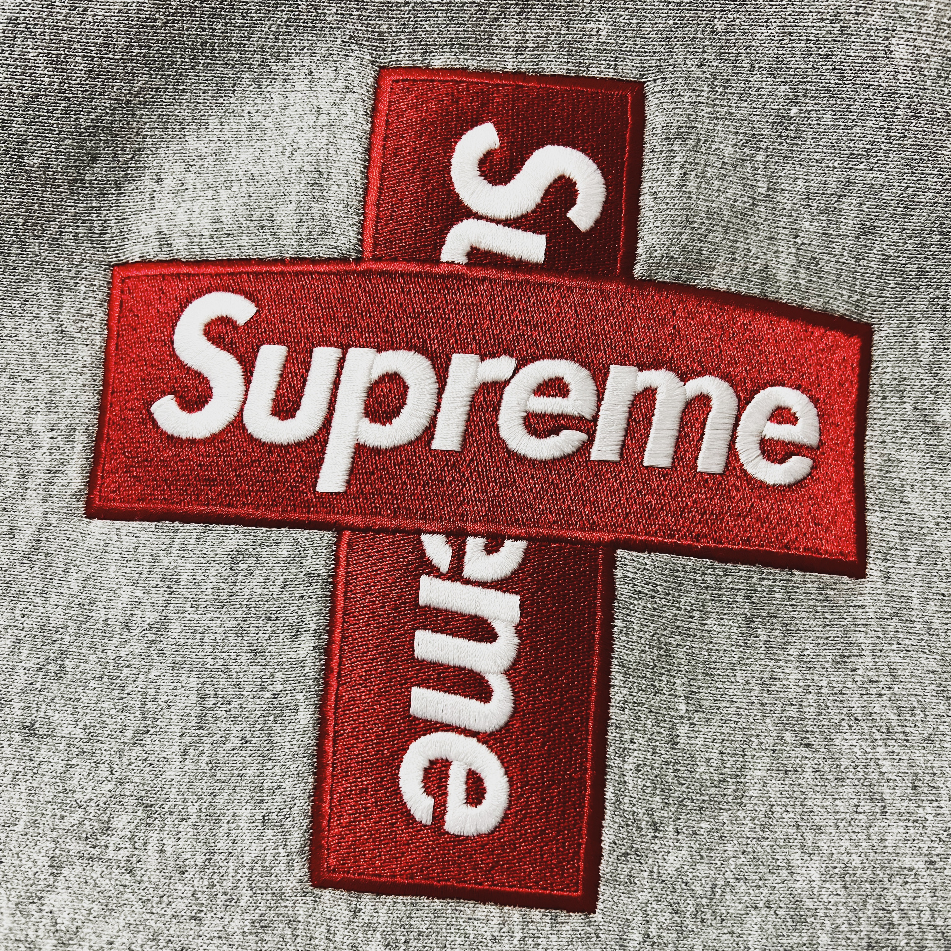 Supreme Cross Box Logo Hooded Sweatshirt Heather Grey - 20FW 착용 스타일