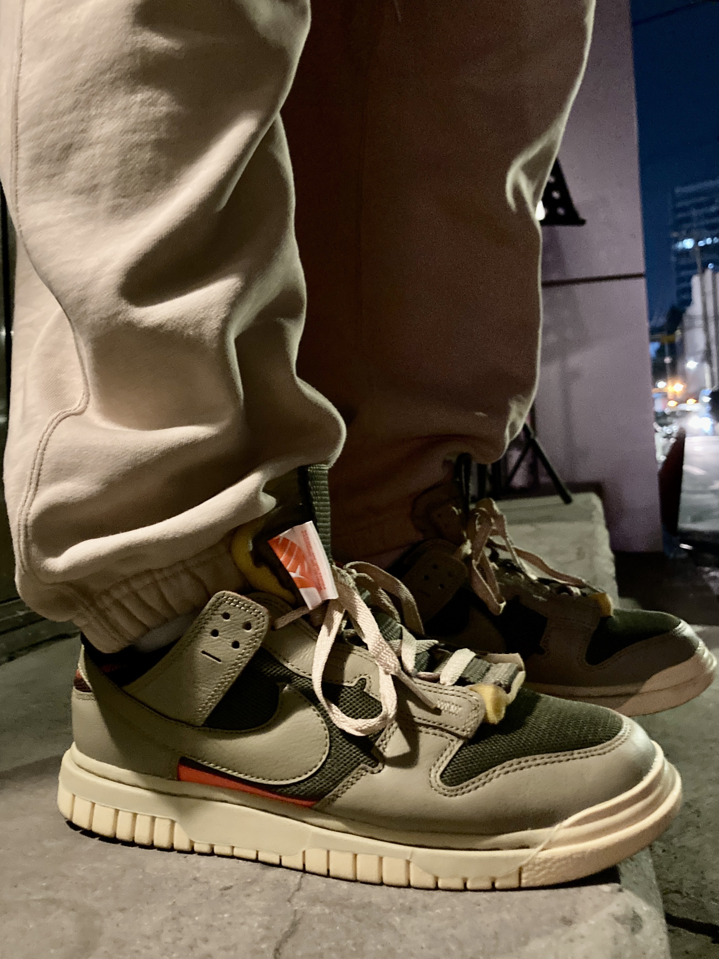 Nike Air Dunk Jumbo Medium Olive, Nike x Billie Eilish NRG Fleece Pants Mushroom - US/EU 착용 스타일
