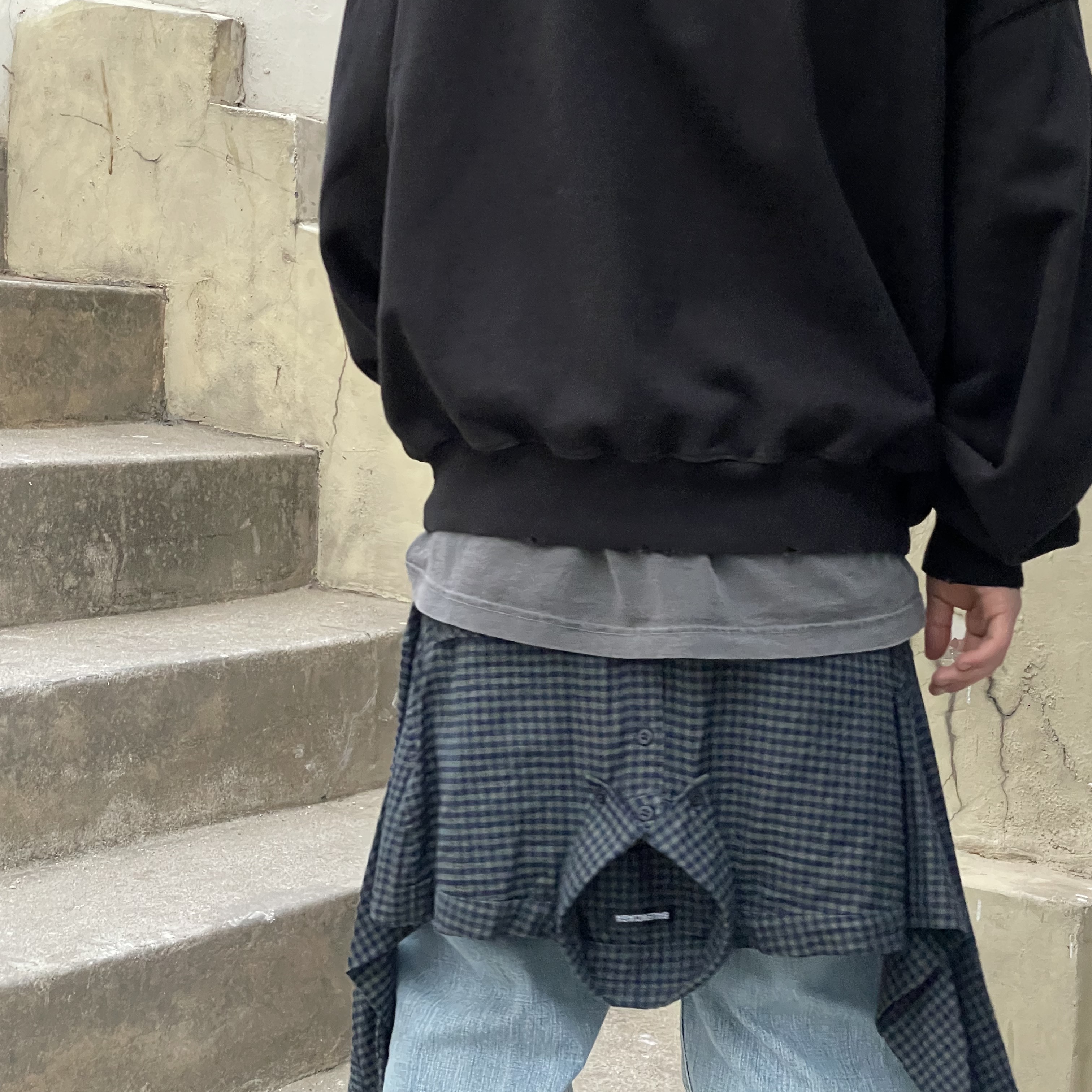 Undermycar Methuselah Syndrome Damage Washed Hood Sudan Red - 23SS, Stussy Argyle Stitch Leather Belt Cream 착용 스타일 - 4