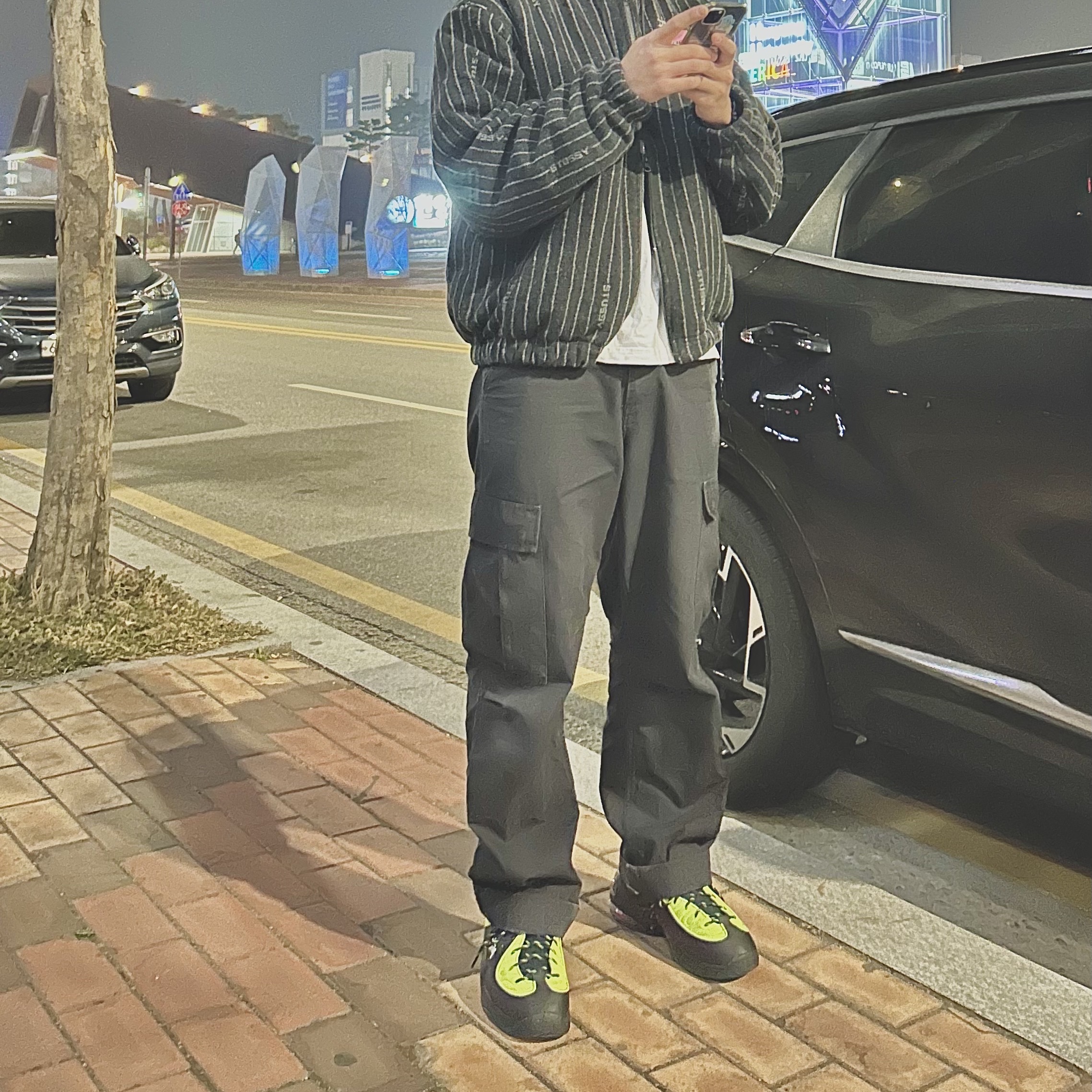 Nike x Stussy Air Penny II Vivid Green and Black 착용 스타일 - 4
