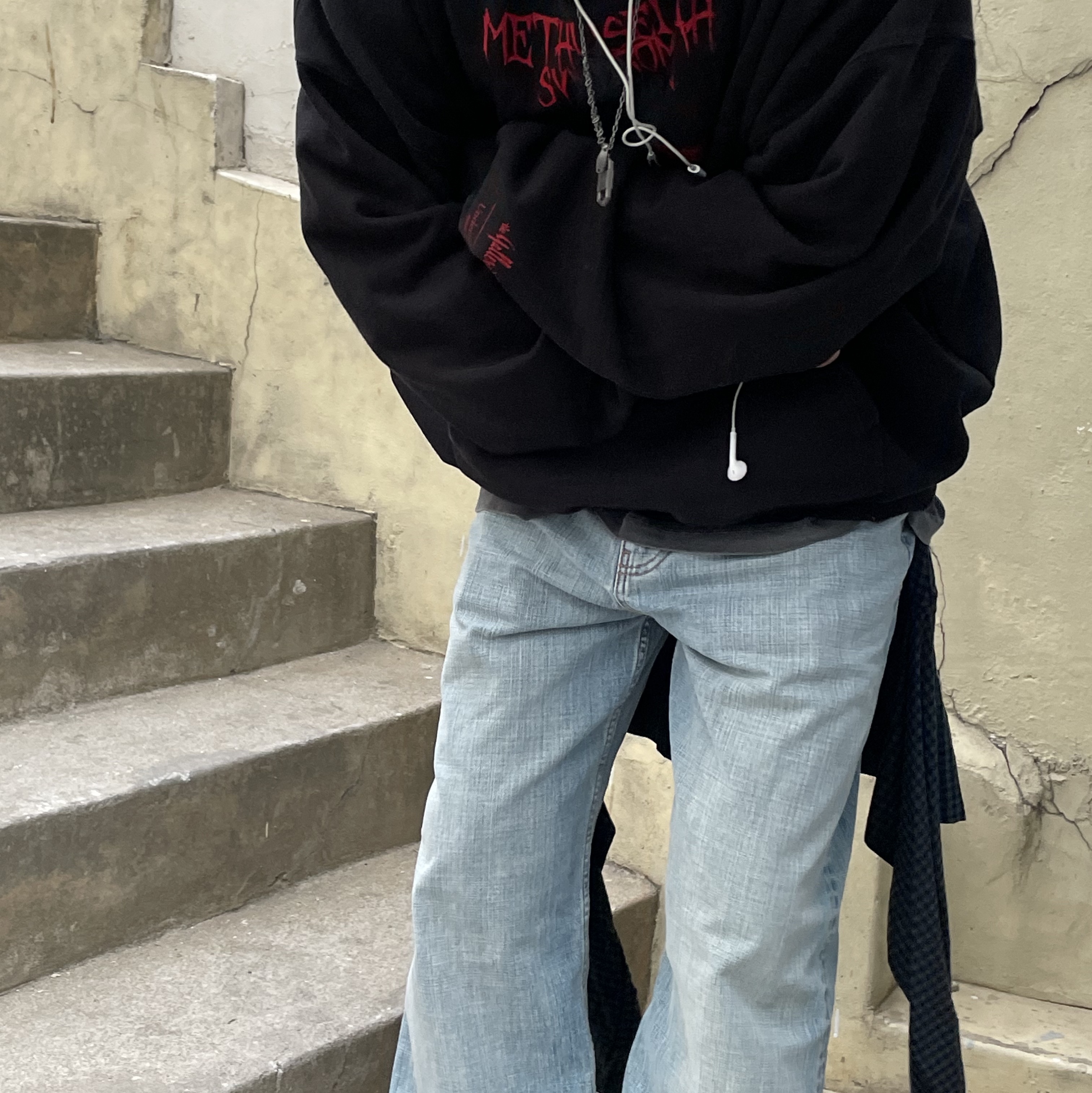 Undermycar Methuselah Syndrome Damage Washed Hood Sudan Red - 23SS, Stussy Argyle Stitch Leather Belt Cream 착용 스타일 - 2