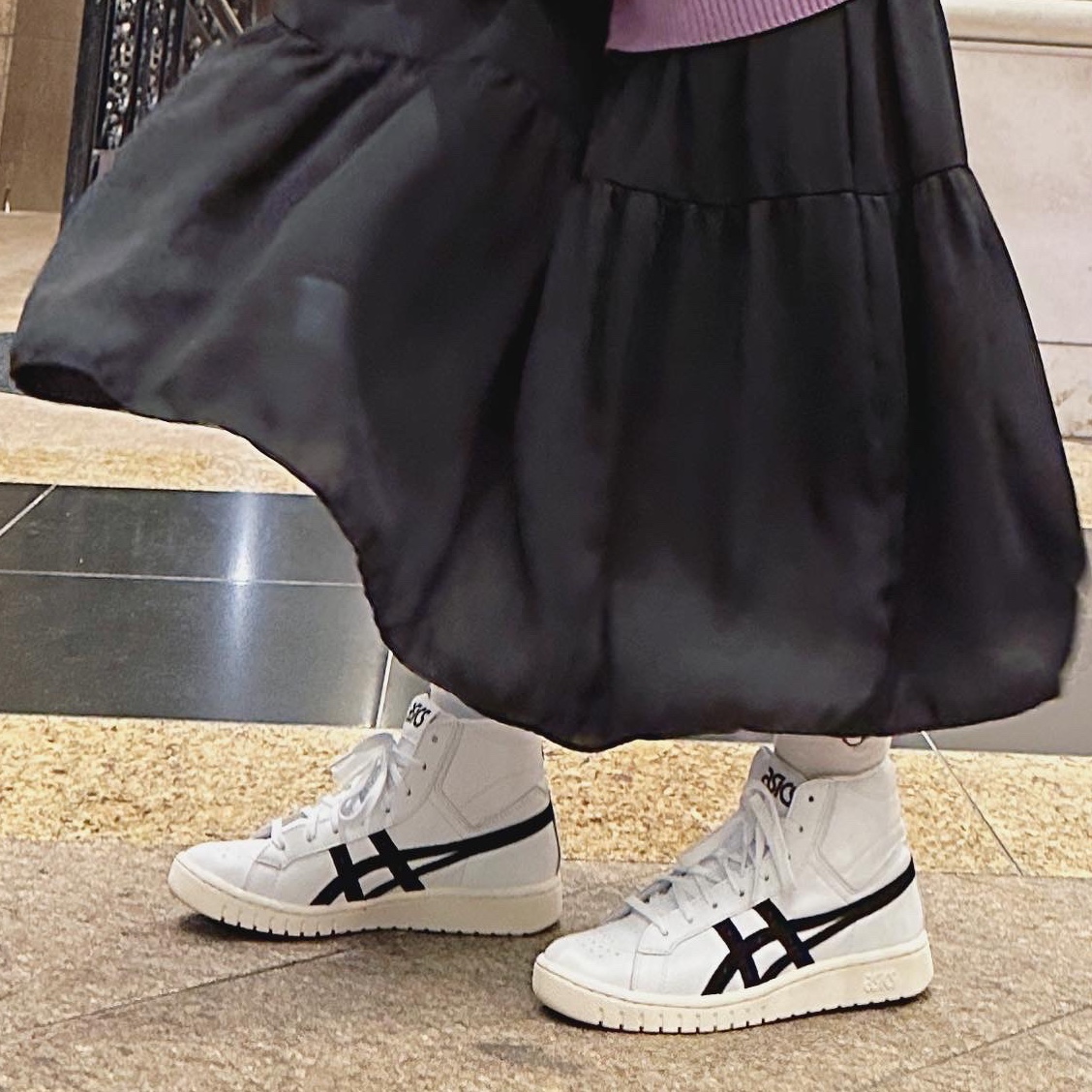Asics Gel-PTG MT White Black 착용 스타일 - 1