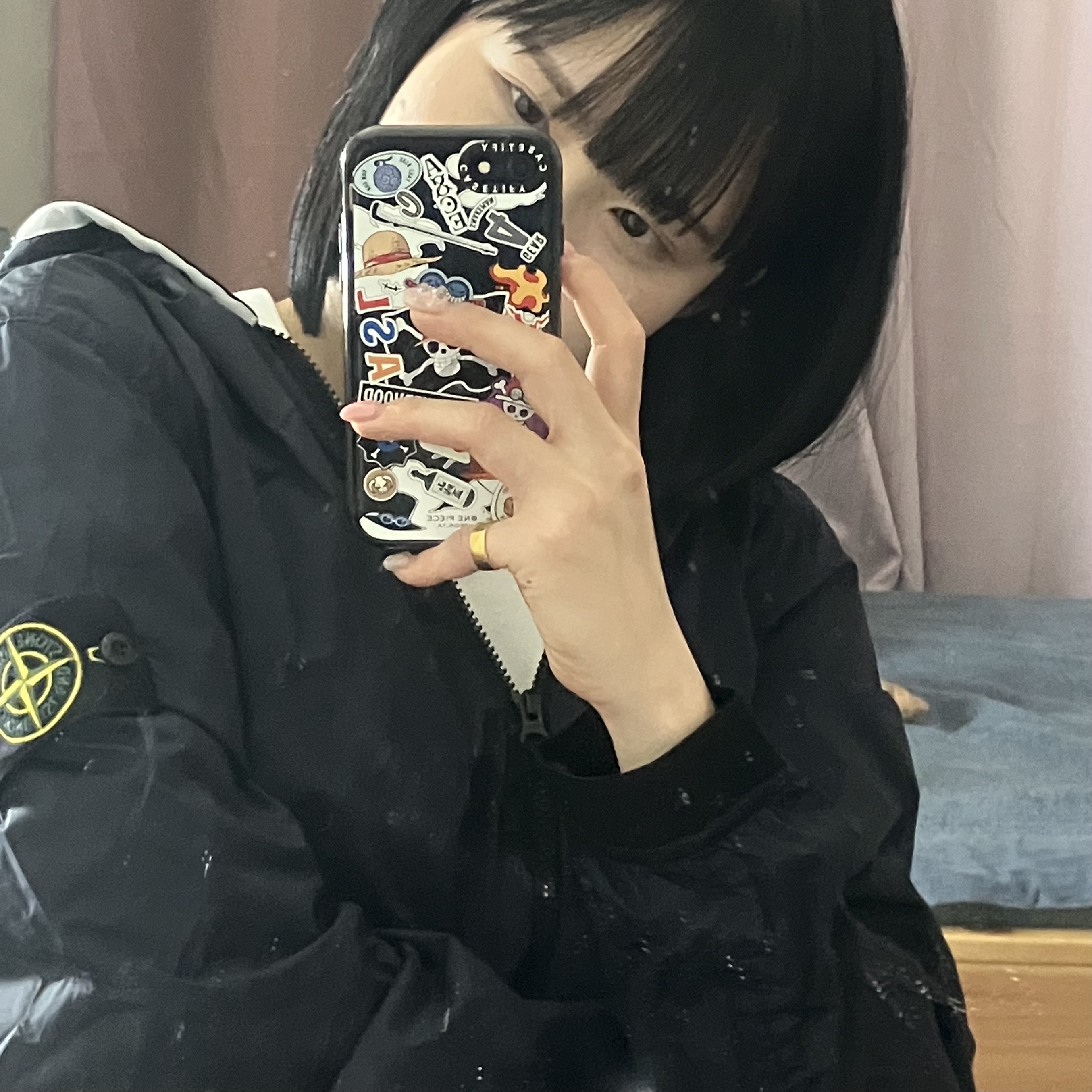 Stone Island 41131 Skin Touch Nylon-TC Garment Dyed Hooded Blouson Navy Blue - 22SS 착용 스타일 - 2