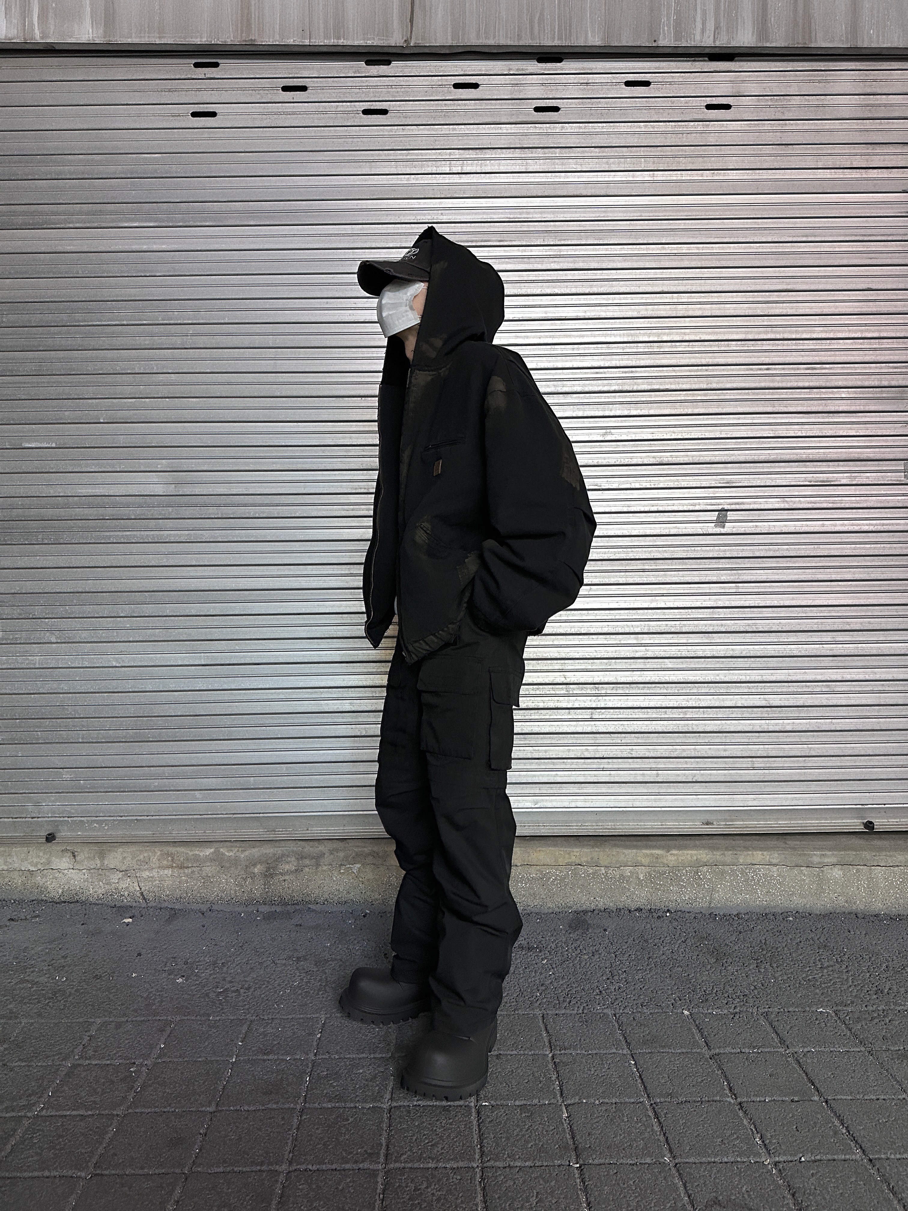 Project G/R Distressed Mud Work Jacket Black, Project G/R Convertible Tactical Pants Black 착용 스타일 - 2