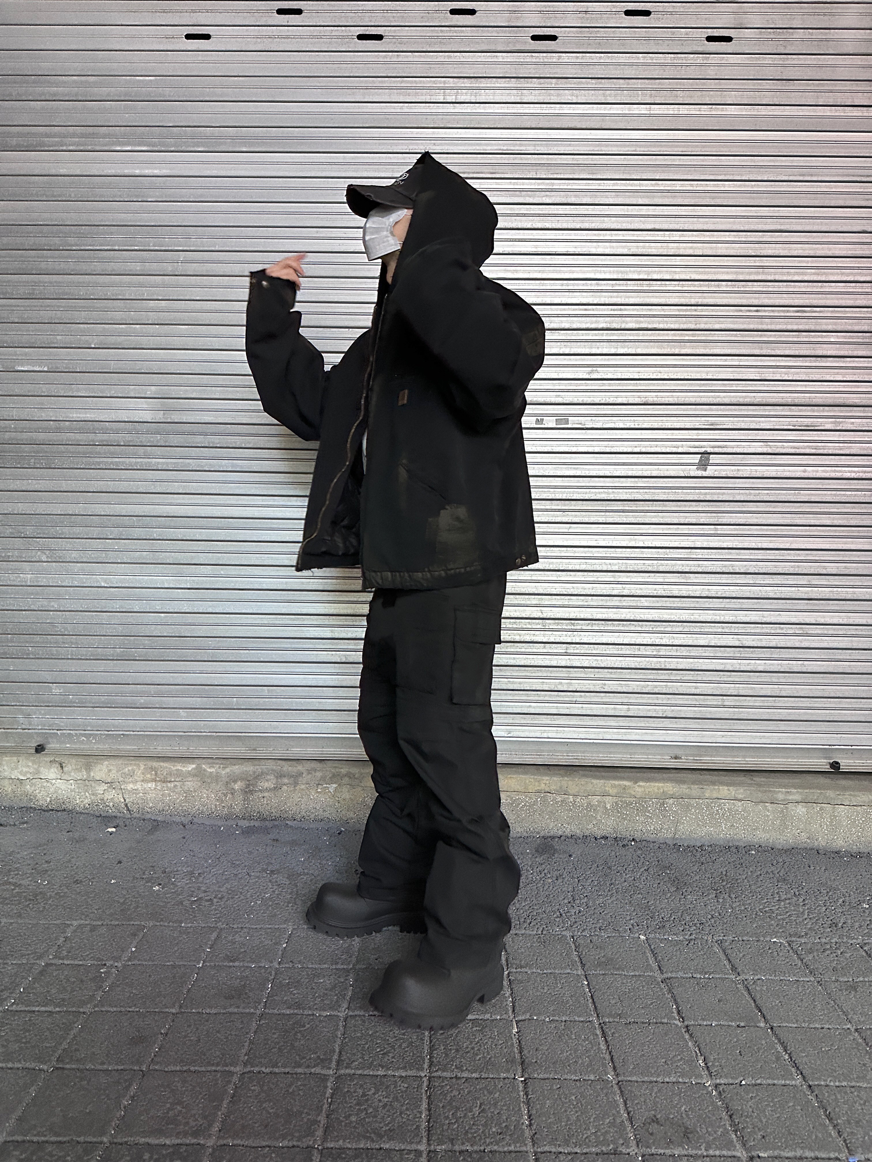 Project G/R Distressed Mud Work Jacket Black, Project G/R Convertible Tactical Pants Black 착용 스타일 - 1